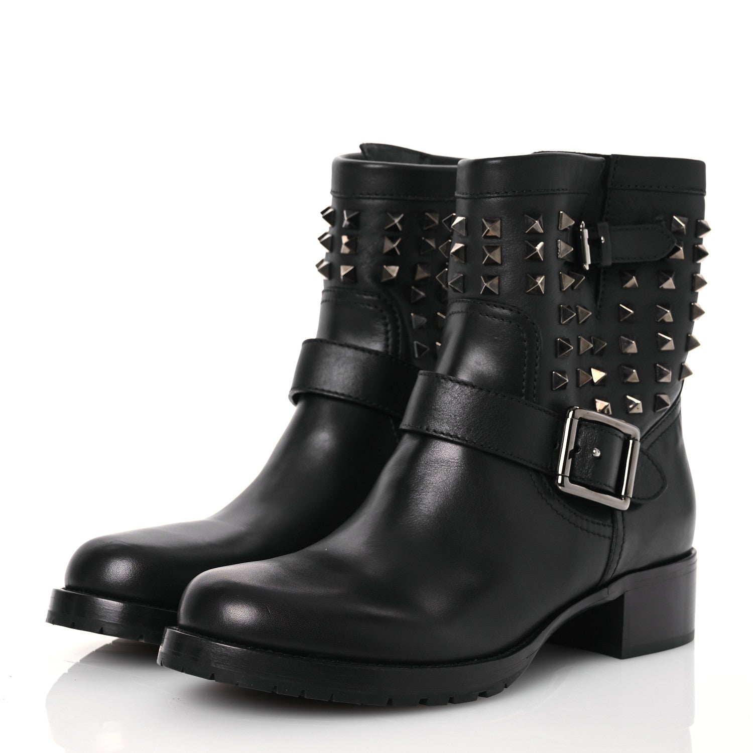Valentino Garavani Calfskin Rockstud 30mm Biker Boots 40 Black 3 of 11