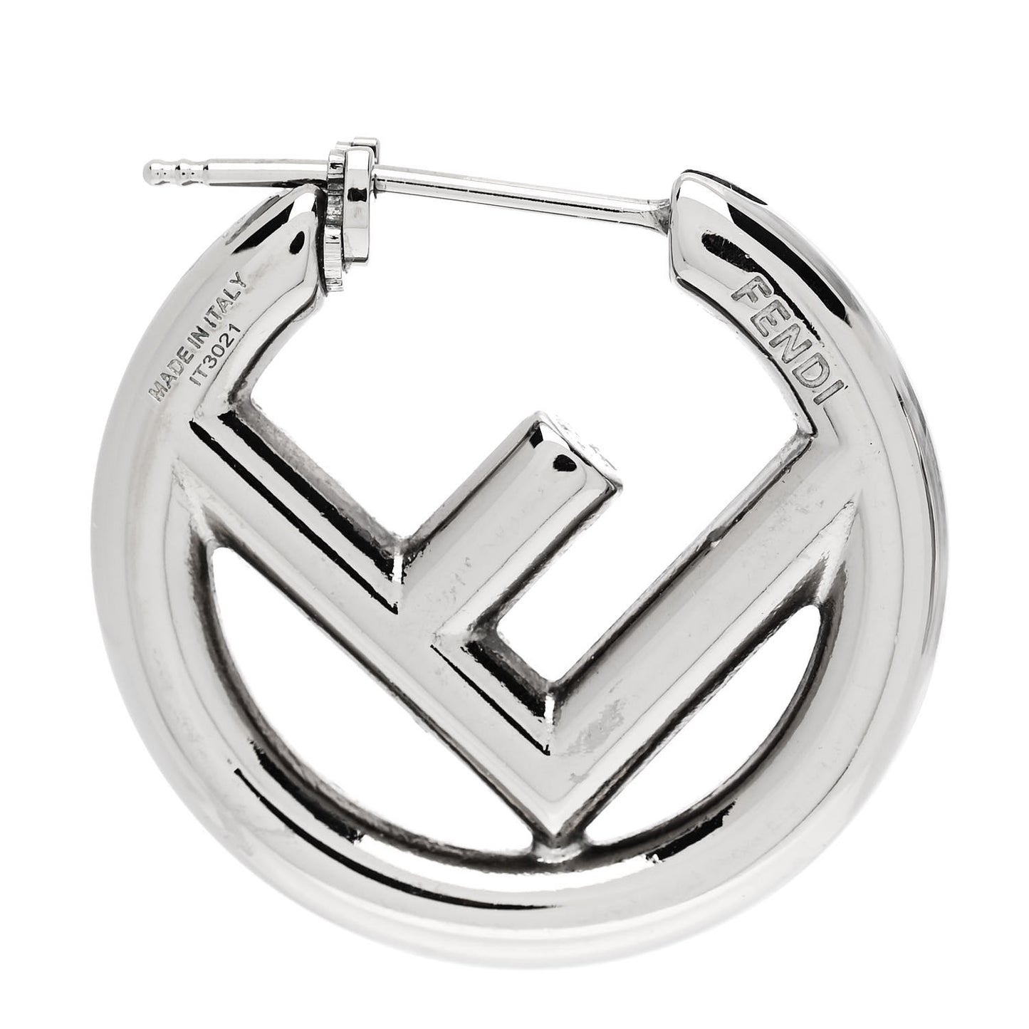 Metal FF Hoop Earrings Silver