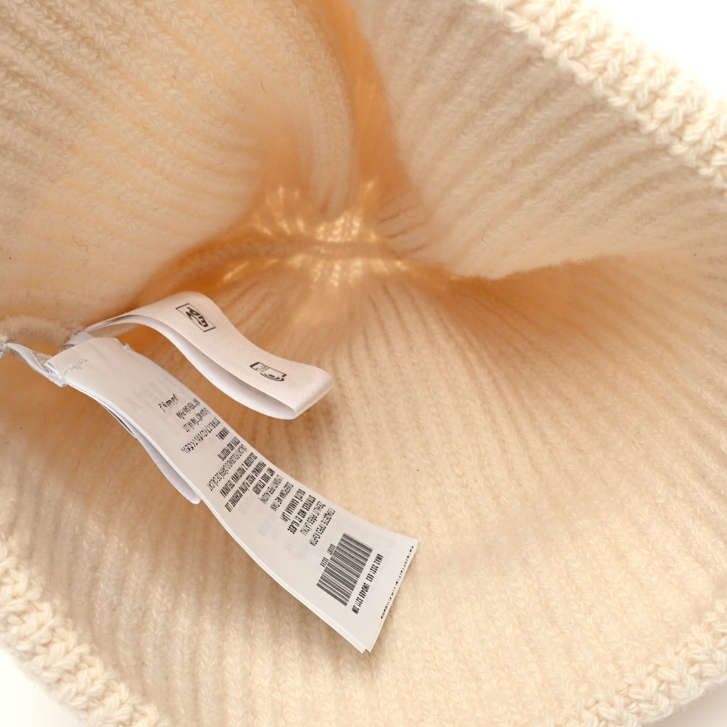 Wool Cashmere Beanie Hat L White