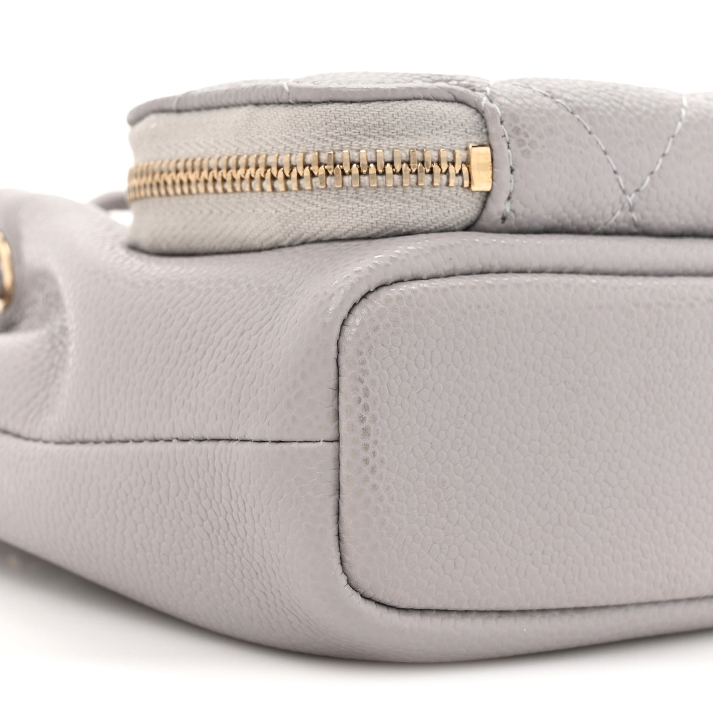 Caviar Quilted Mini CC Pocket Bucket Bag Grey