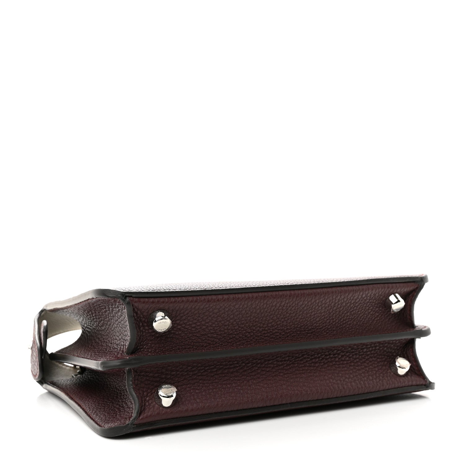 Fendi Cuoio Romano Vitello Cover Glazed Fabric Bi-Color FF 1974 Mini Peekaboo I SEE U Satchel Granada Tartufo Burgundy Tobacco Moro 4 of 10