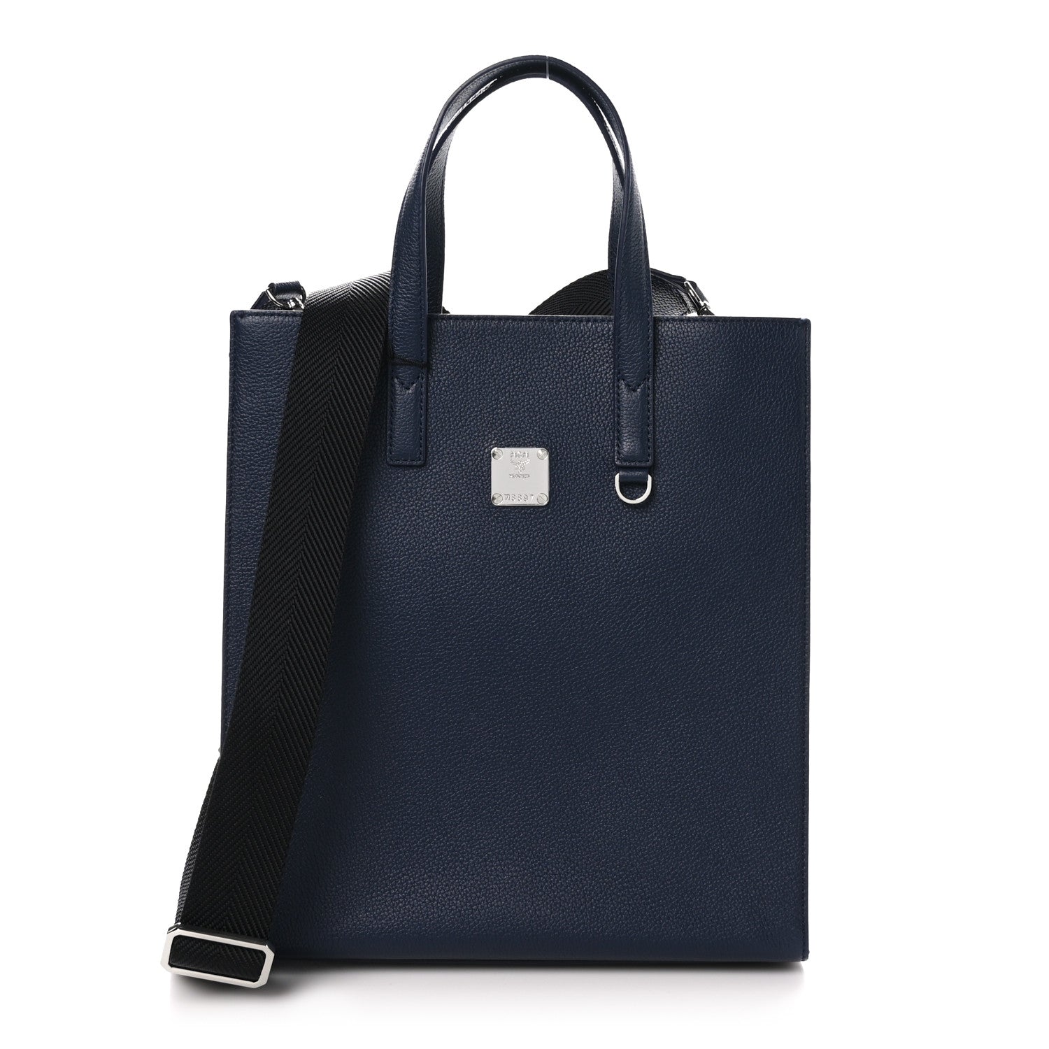 MCM Grained Calfskin Camouflage Small Aren Tote Navy 1 of 10