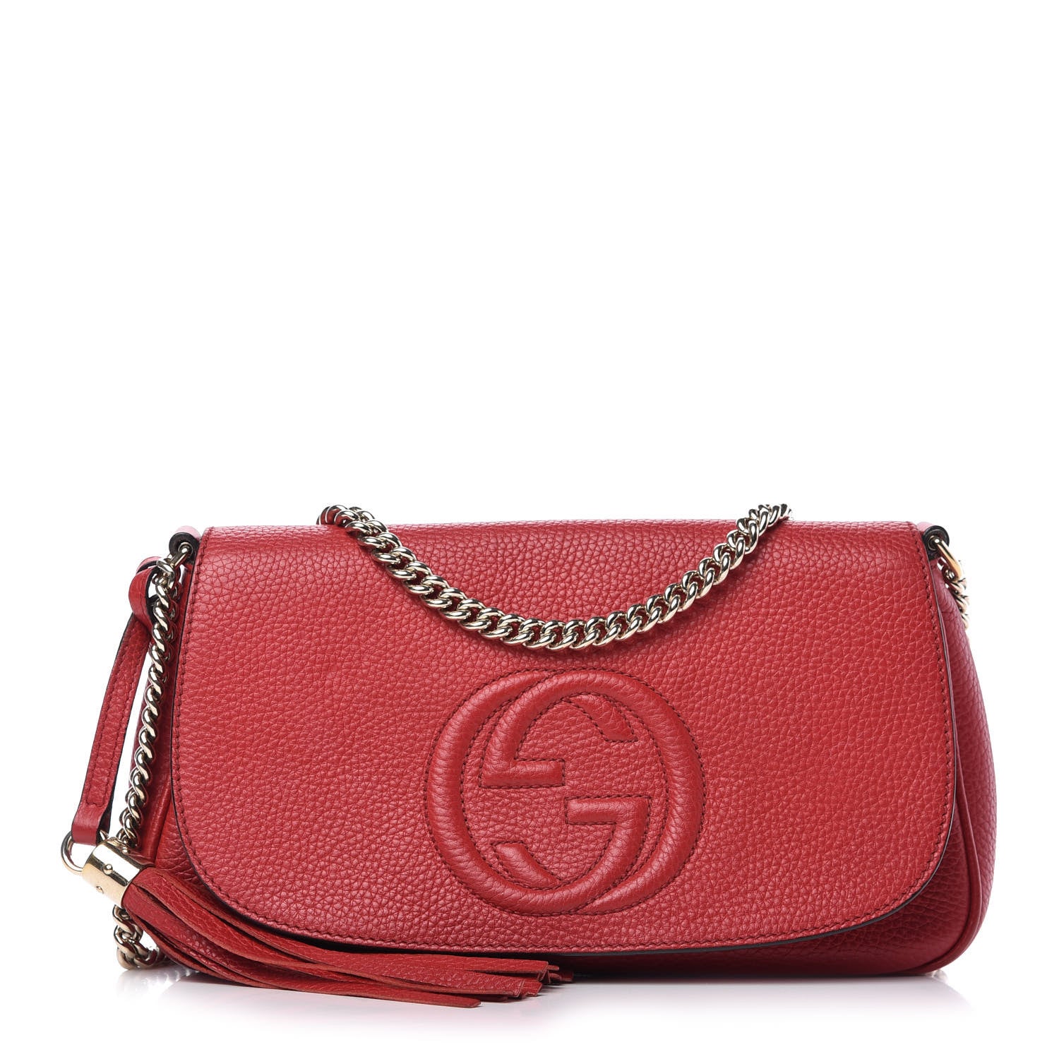Gucci Pebbled Calfskin Medium Soho Flap Crossbody Red 1 of 10