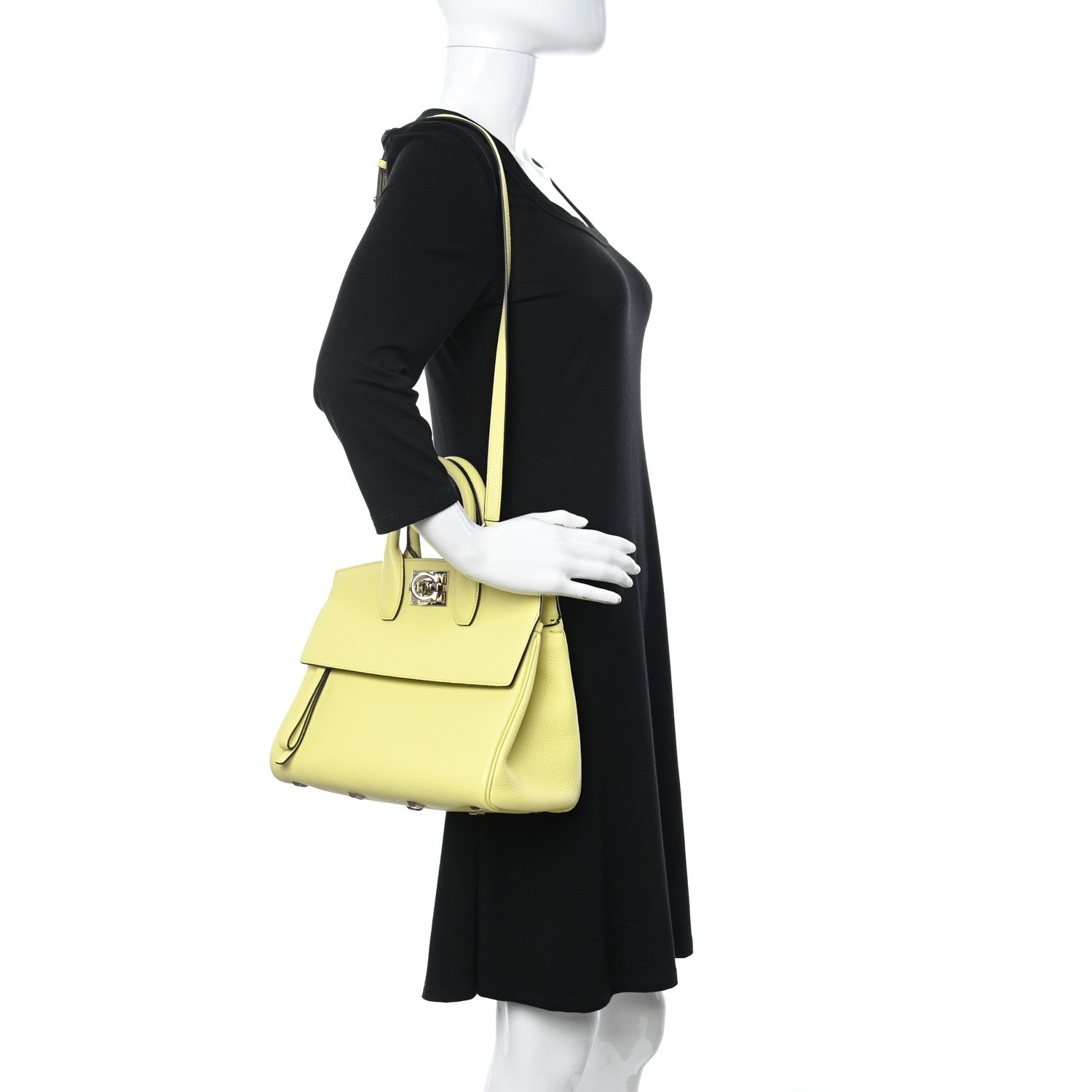 Salvatore Ferragamo Calfskin The Studio Bag Yellow 2 of 15