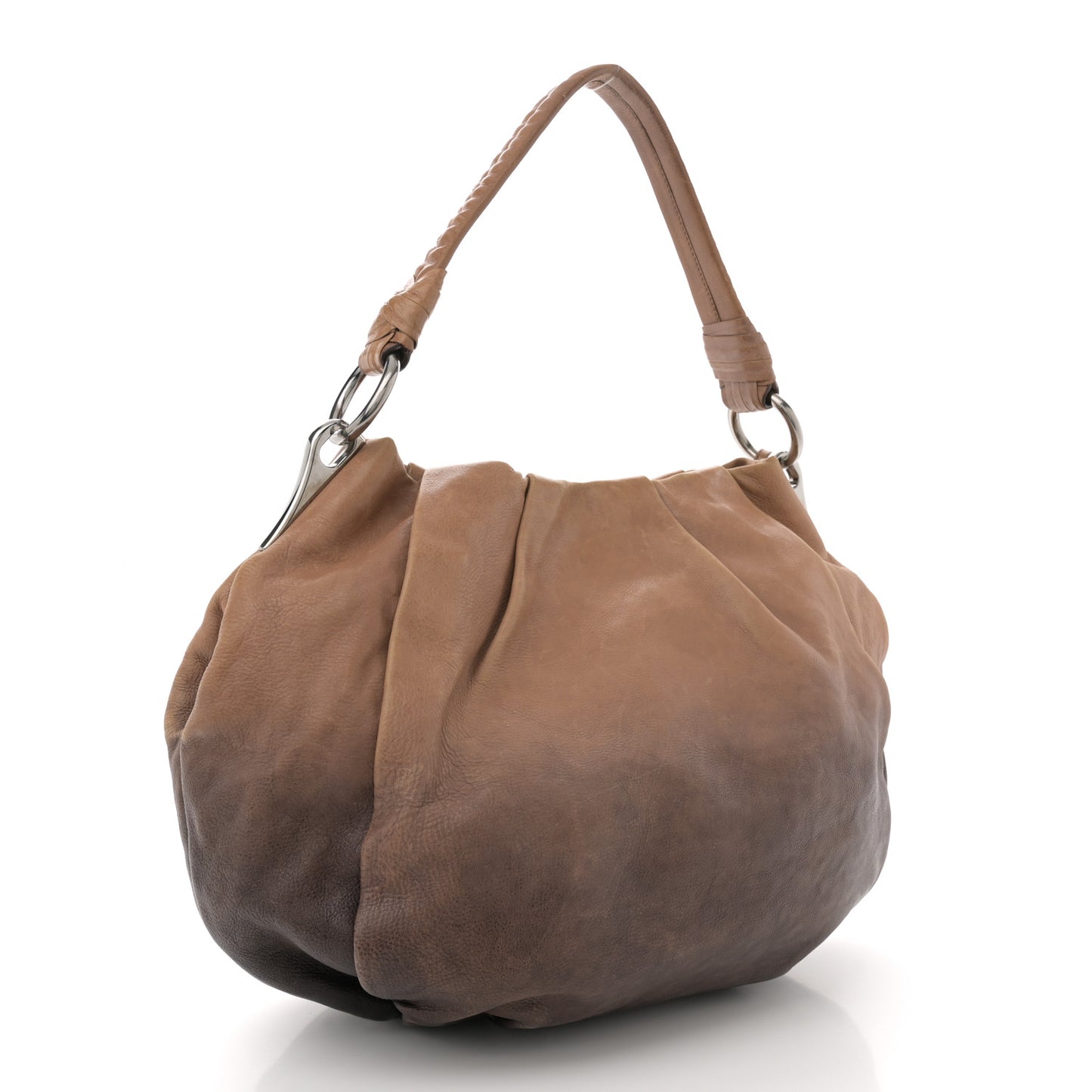 Glace Calfskin Pleated Hobo Fumo Sfumato
