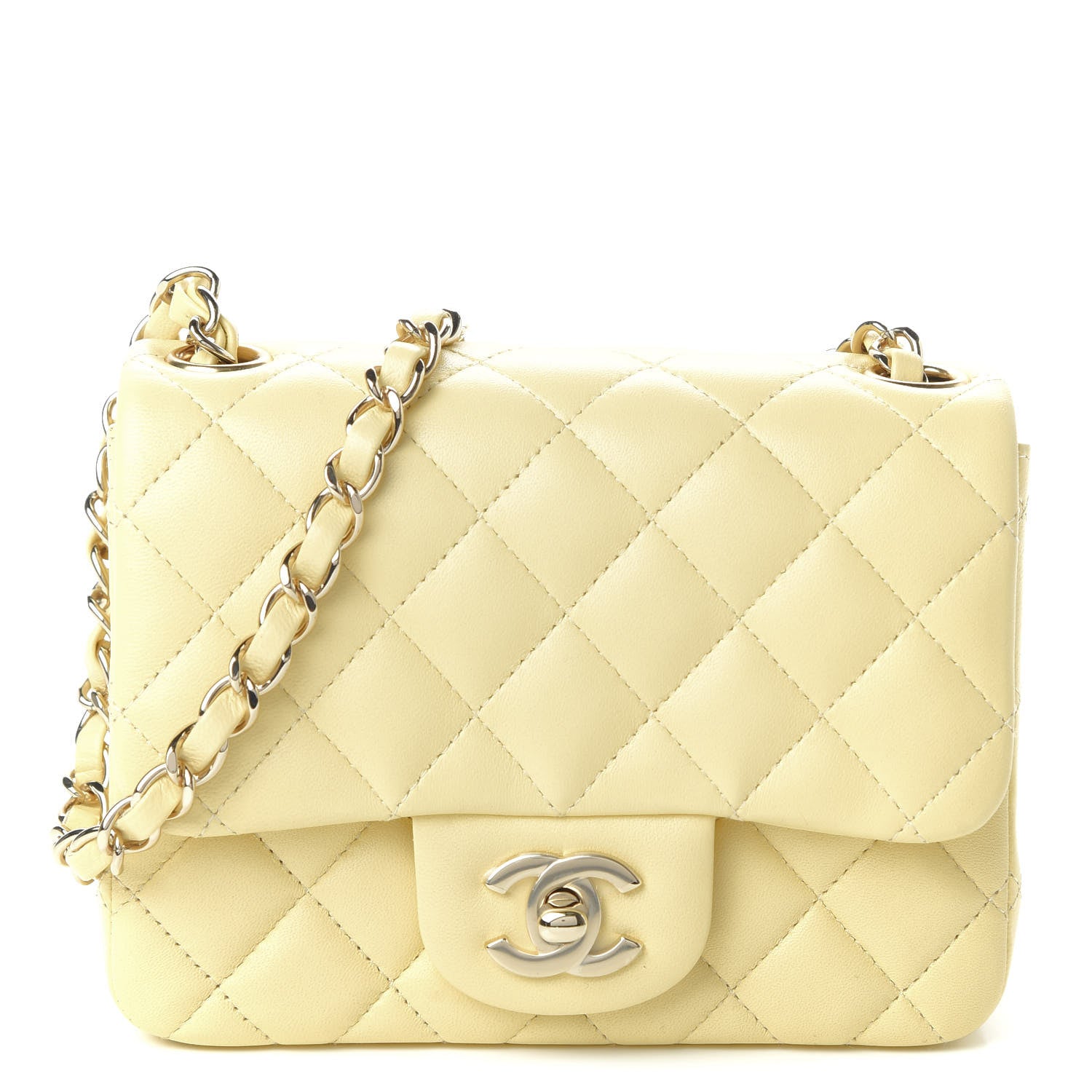 Chanel Lambskin Quilted Mini Square Flap Light Yellow 1 of 10