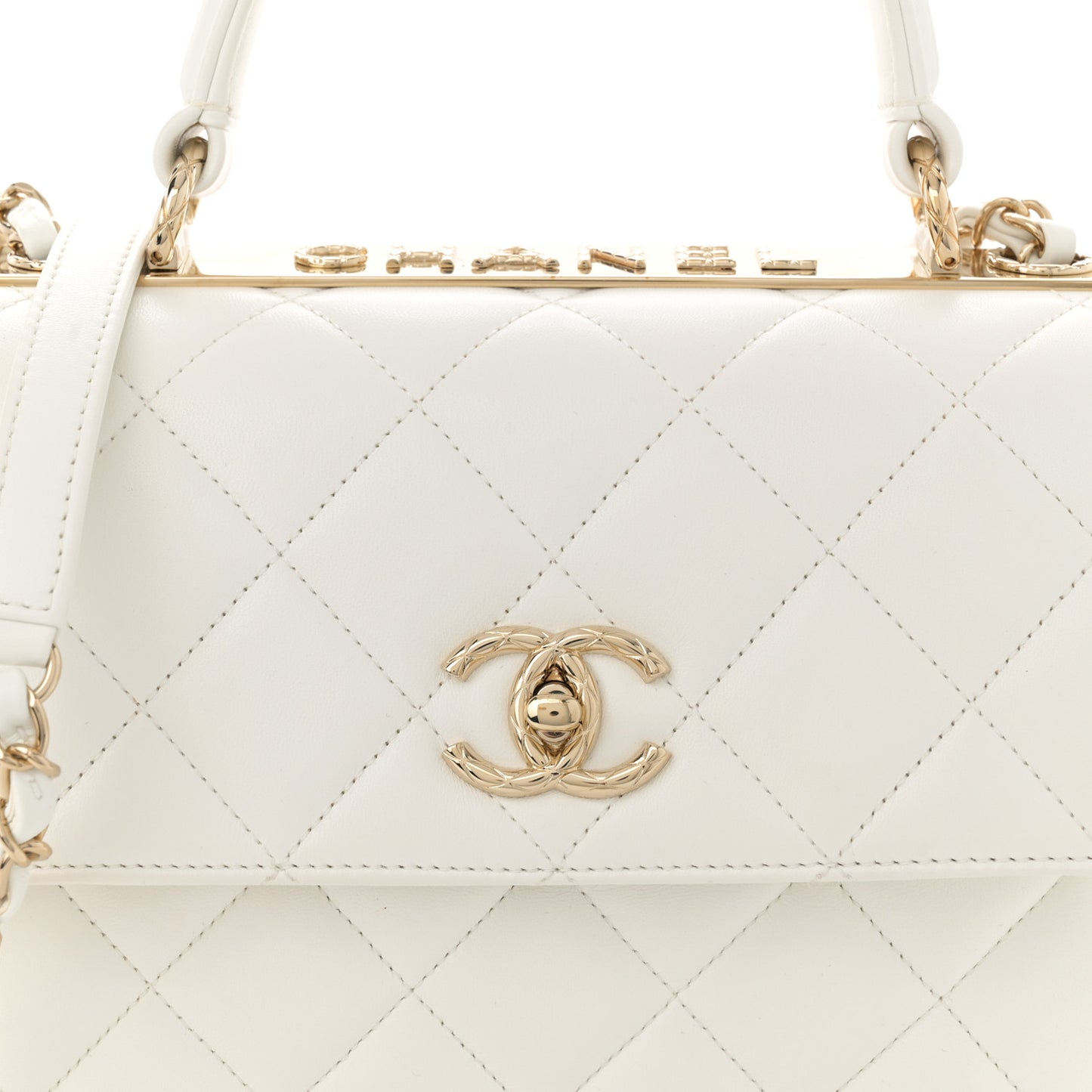 Lambskin Quilted Small Trendy CC Dual Handle Flap Bag White