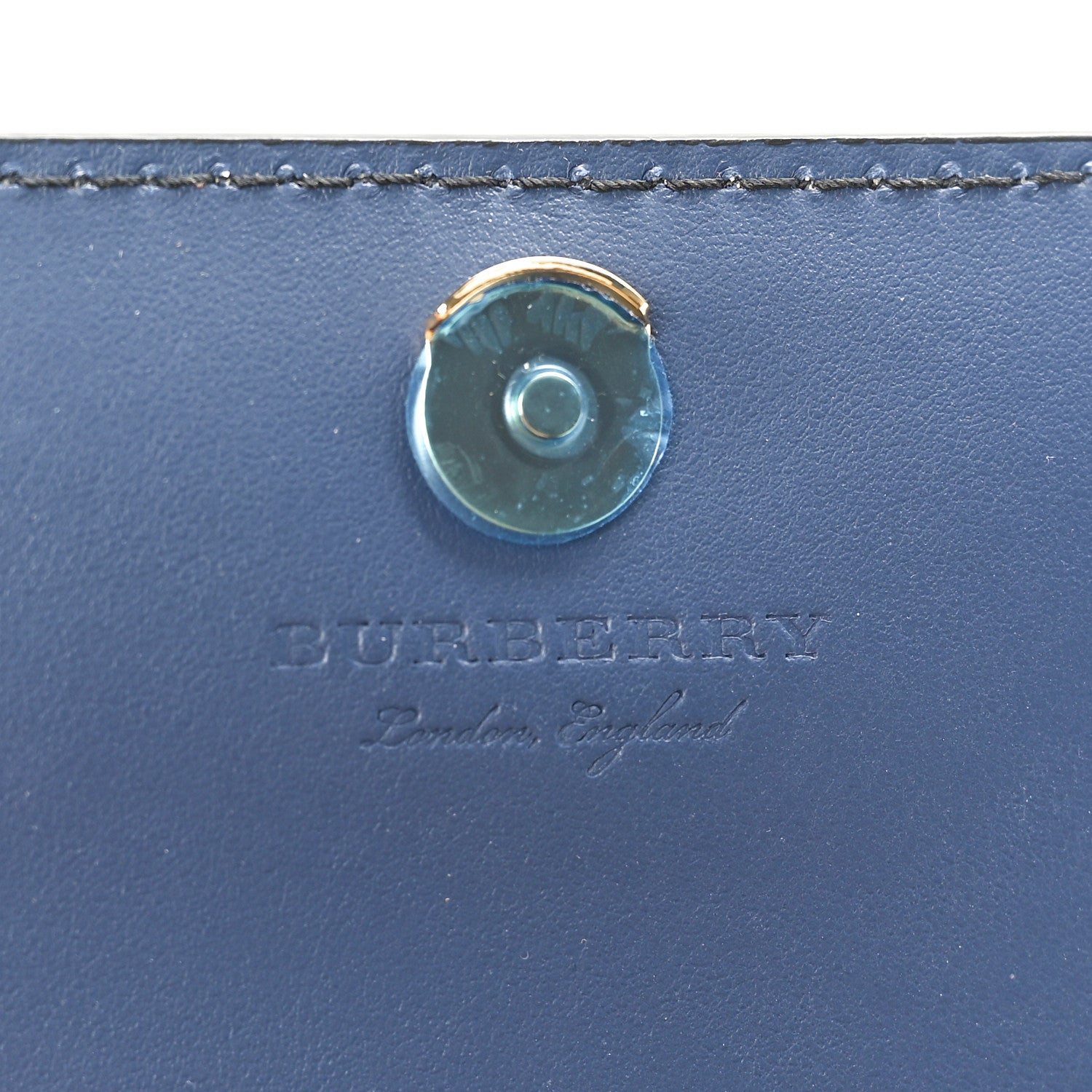 Burberry Derby Calfskin House Check Mini Hampshire Wallet On Chain Ink Blue 6 of 9