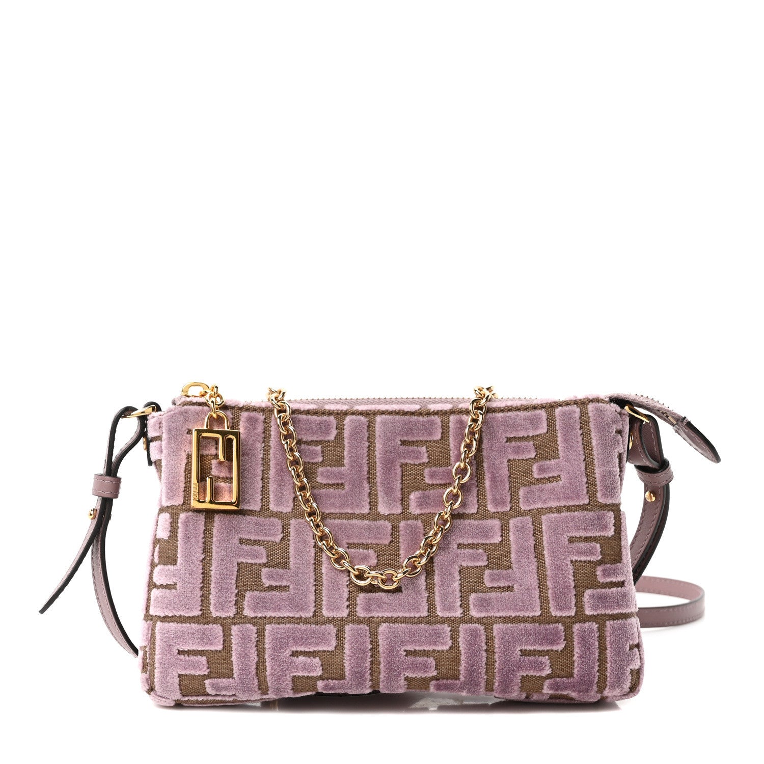 Fendi Velvet Jacquard FF Baguette Pouch Dusty Mauve 1793812