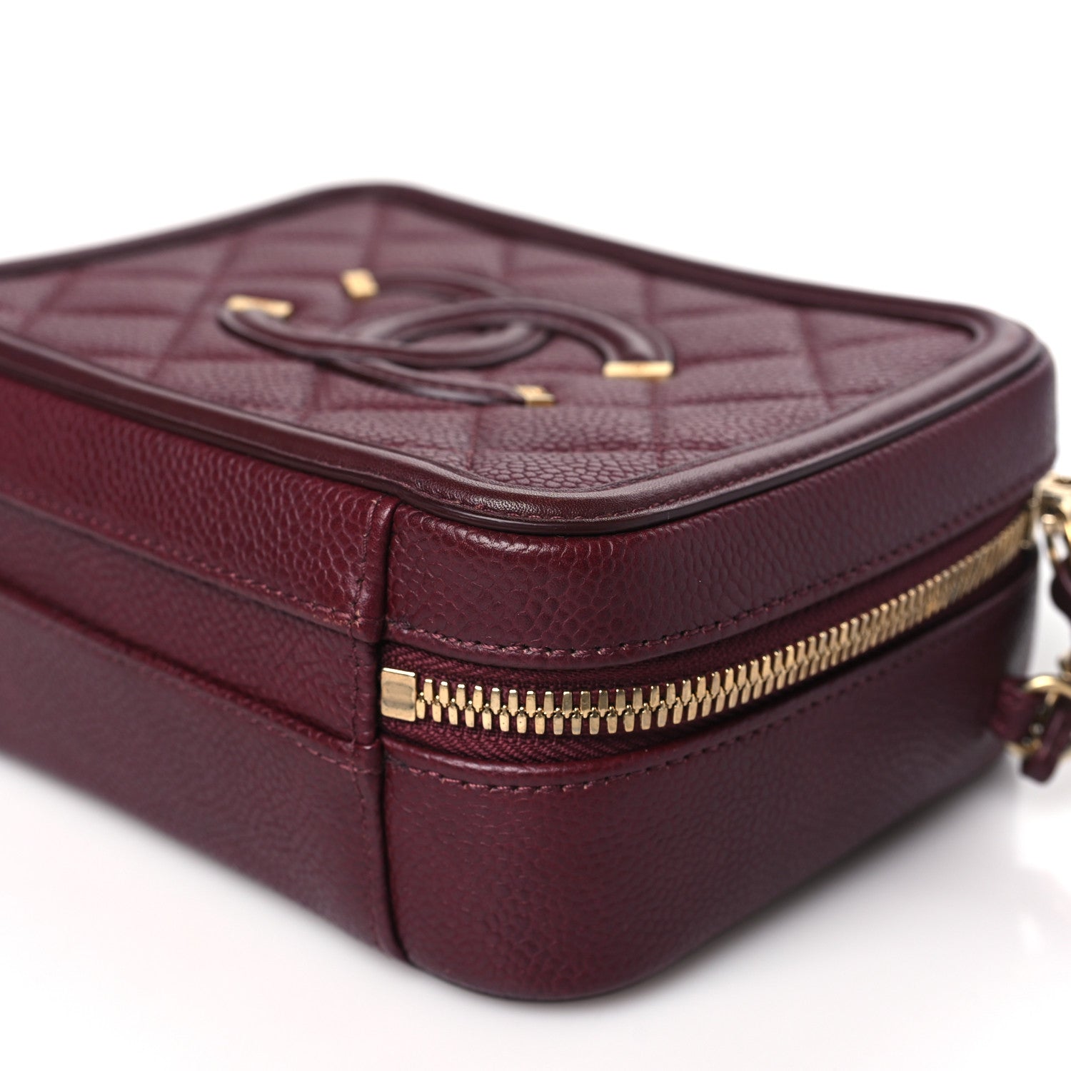 Chanel Caviar Quilted Small CC Filigree Vanity Case Burgundy 10 of 12