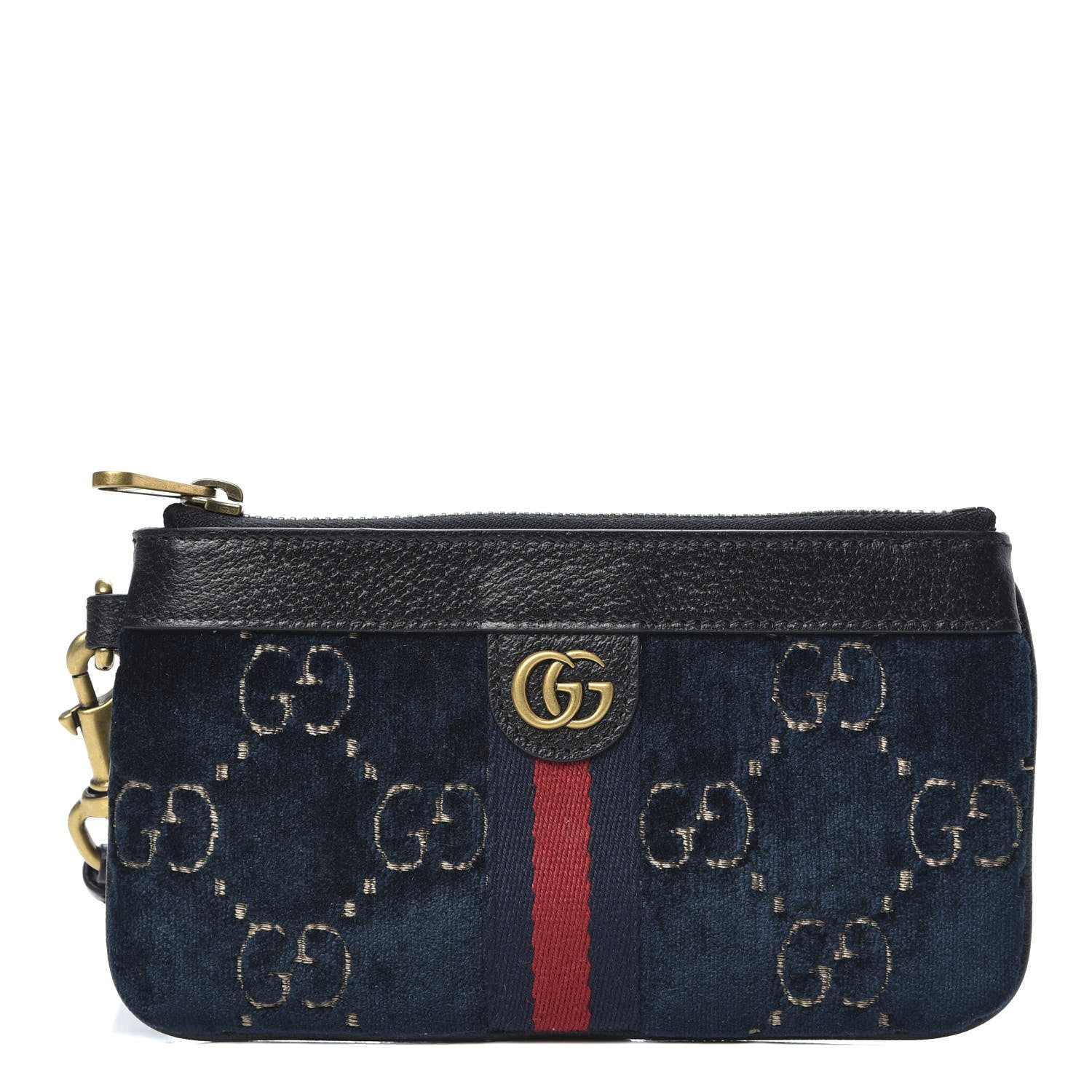Gucci Velvet GG Monogram Textured Calfskin Web Smartphone Case Blue Beige Black 1 of 8
