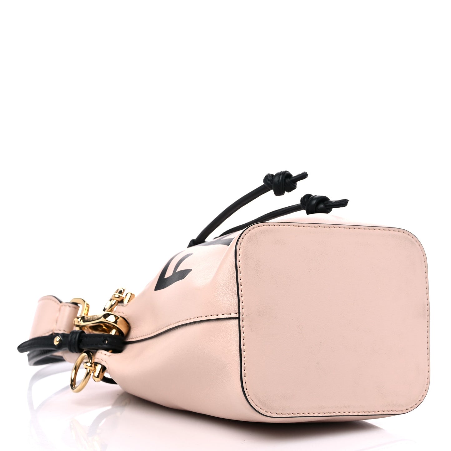 Vitello Fluffy Grace F is Fendi Logo Embossed Mini Mon Tresor Bucket Bag Rosa Quarzo Black