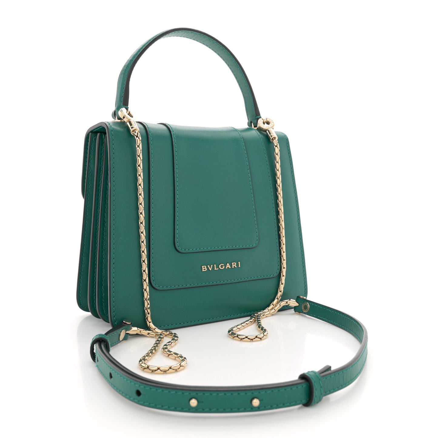 Calfskin Serpenti Forever Top Handle Emerald Green