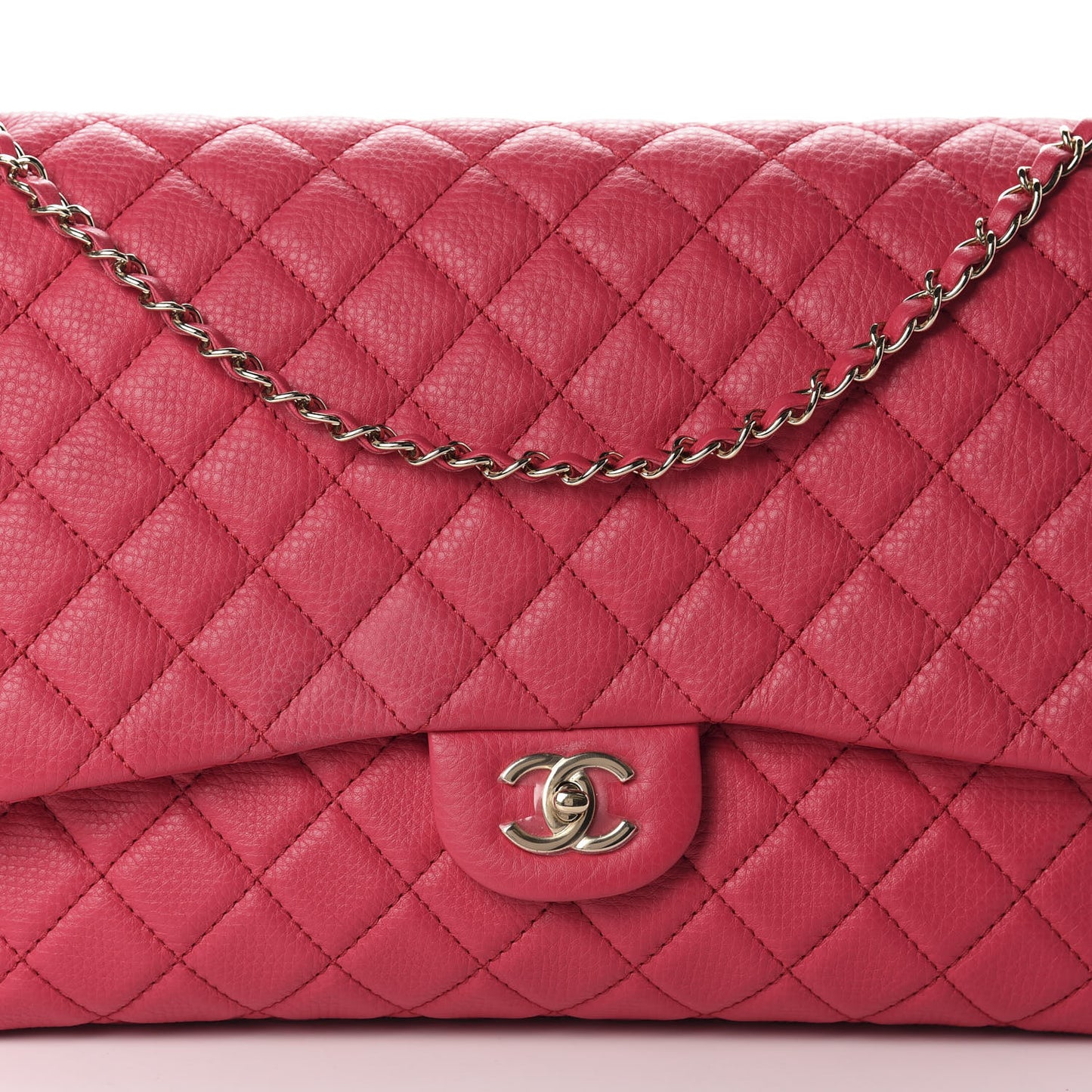Calfskin Quilted Small XXL Travel Flap Bag Dark Pink