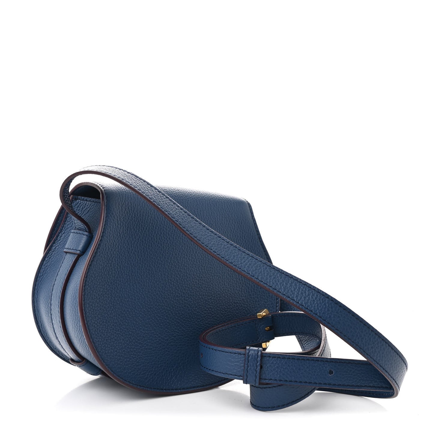 Calfskin Small Marcie Round Crossbody Bag Deep Denim