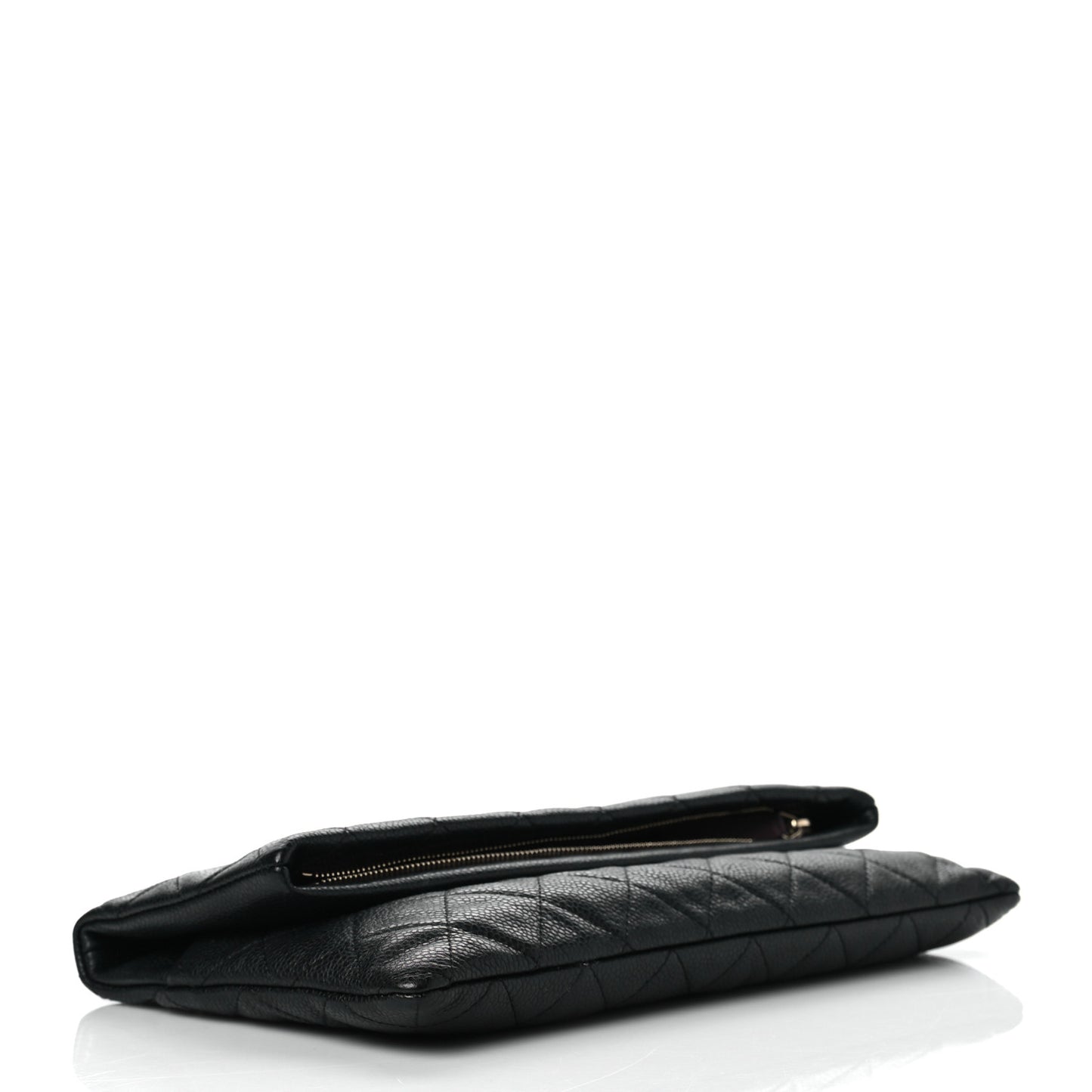 Caviar Quilted CC Beauty Clutch Black