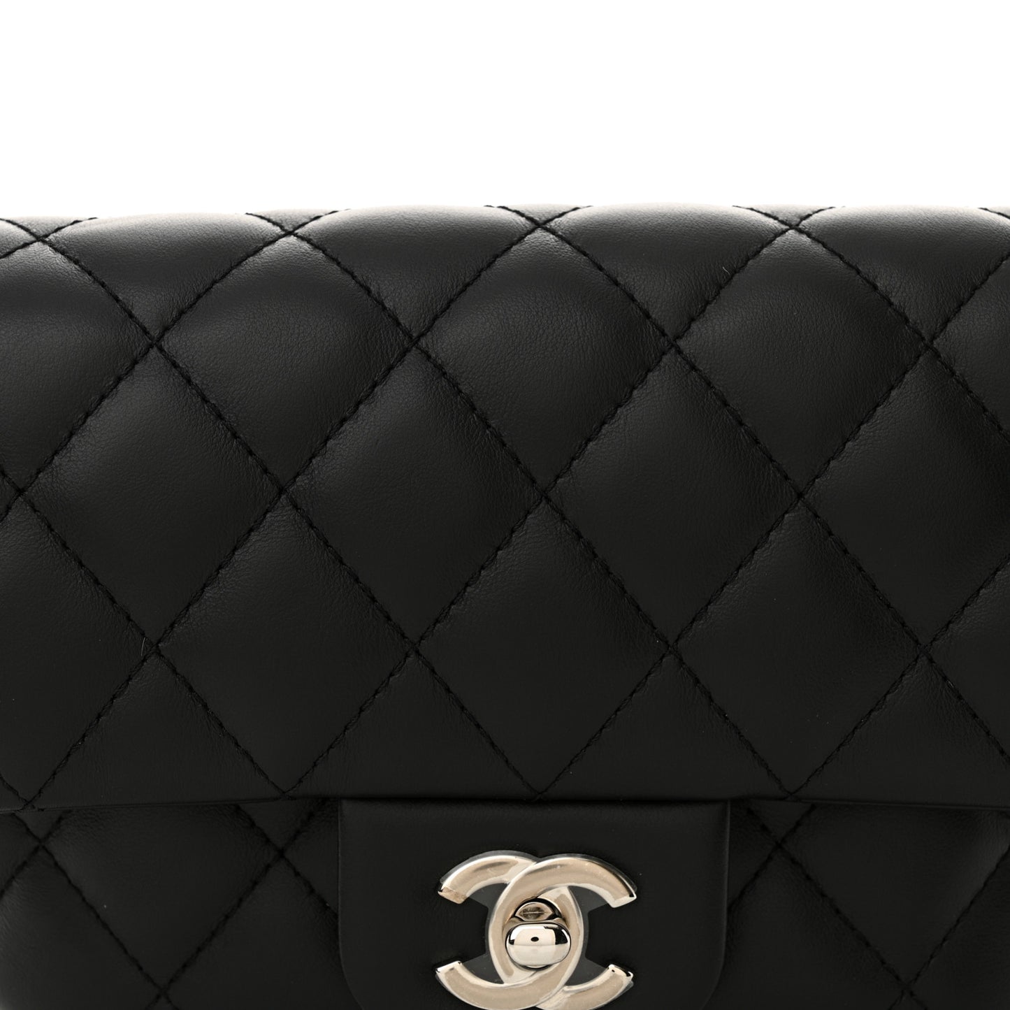 Calfskin Quilted CC Uniform Flap Belt Bag Black