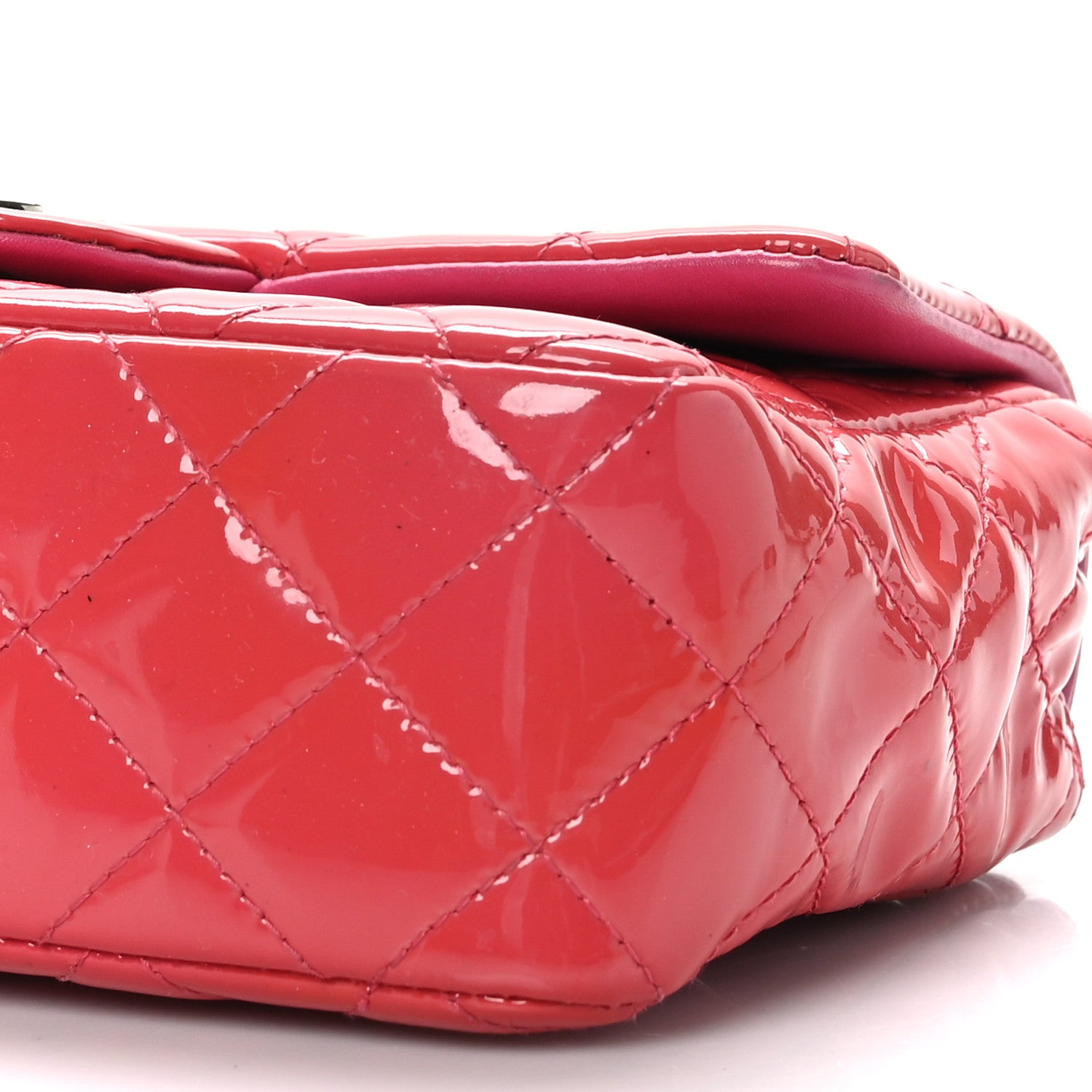 Chanel Patent Calfskin Quilted Mini Rectangular Flap Pink 9 of 11
