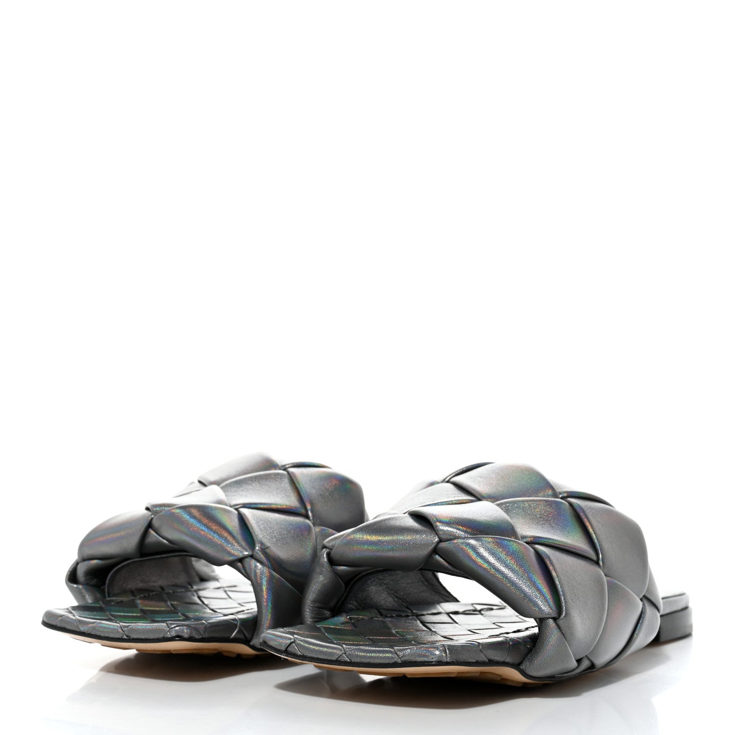 Bottega Veneta Laser Nappa Maxi Intrecciato Lido Flat Sandals 35 Oyster 3 of 7