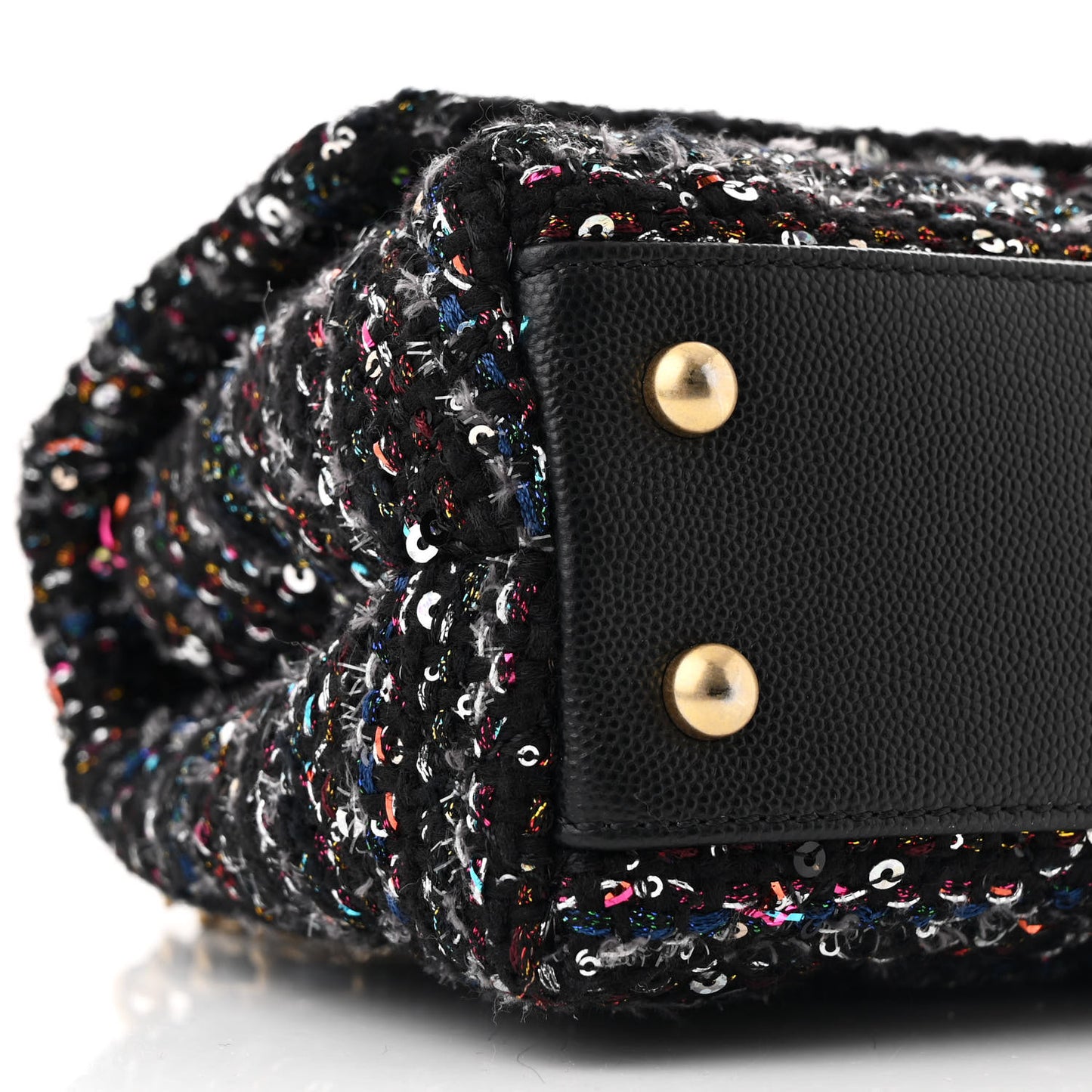 Tweed Sequin Mini Coco Handle Flap Black