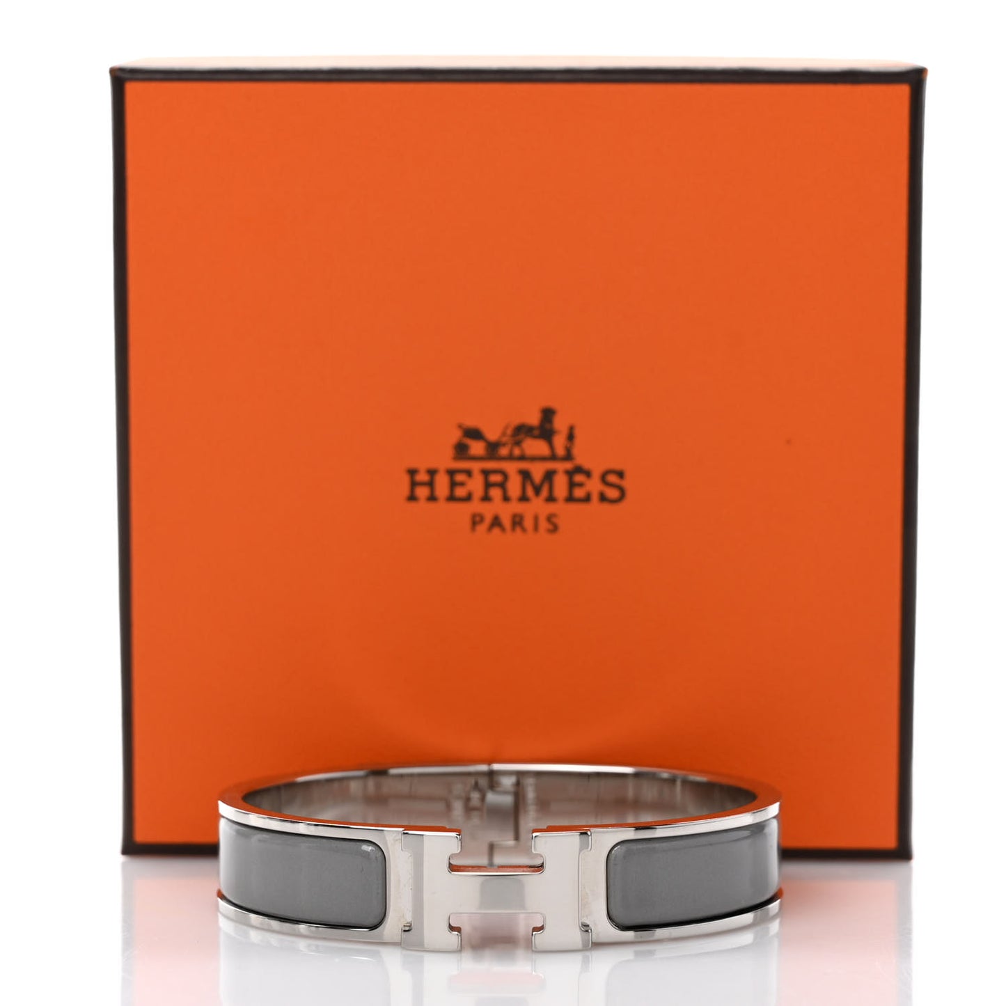 Enamel Narrow Clic Clac H Bracelet PM Gris Macadam