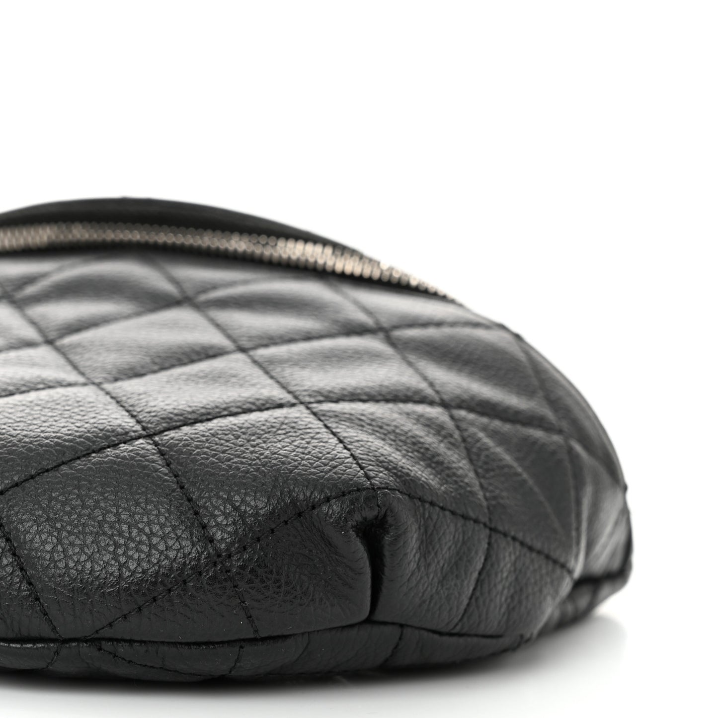 Grained Calfskin Quilted Waist Belt Bag Black