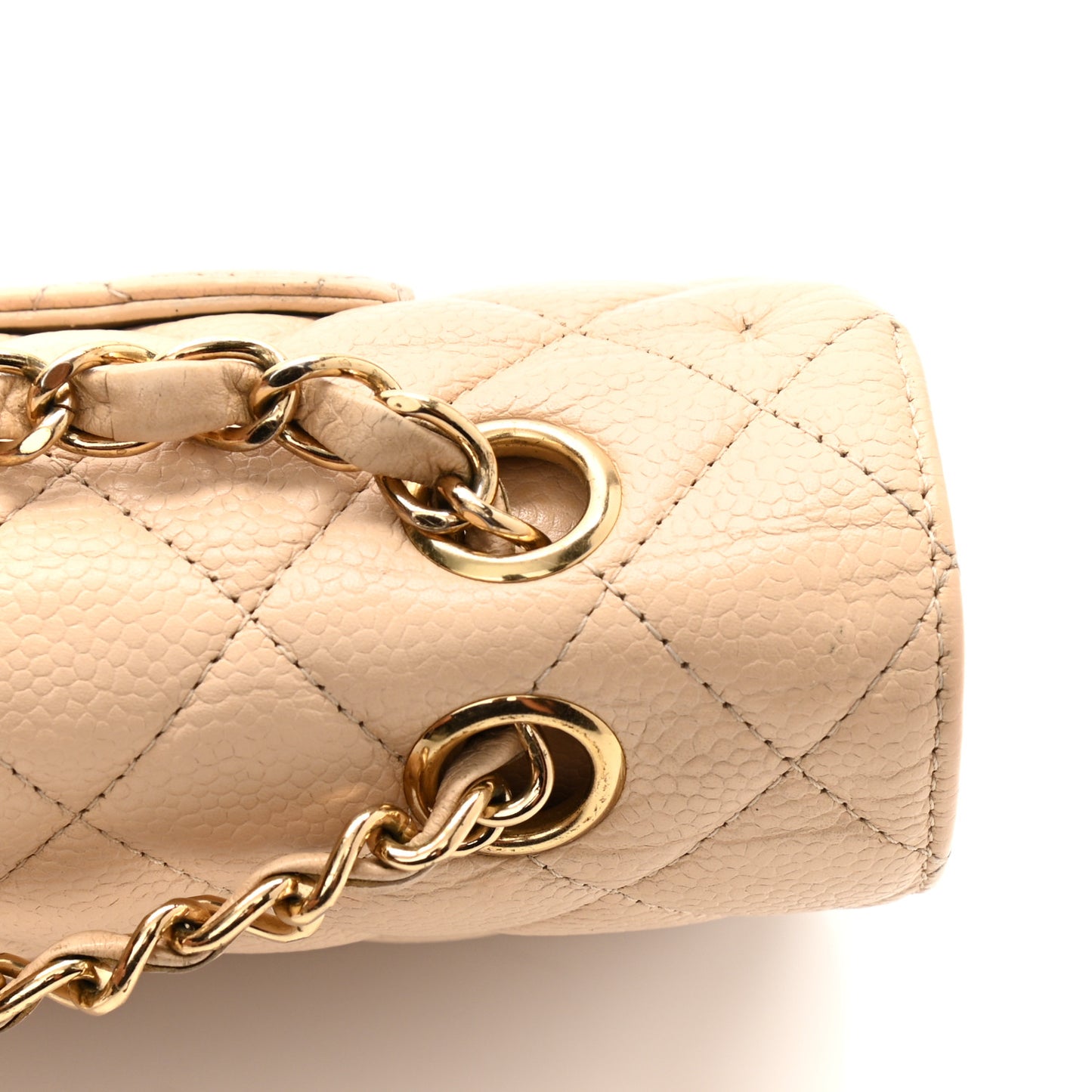 Caviar Quilted Medium Double Flap Beige Clair
