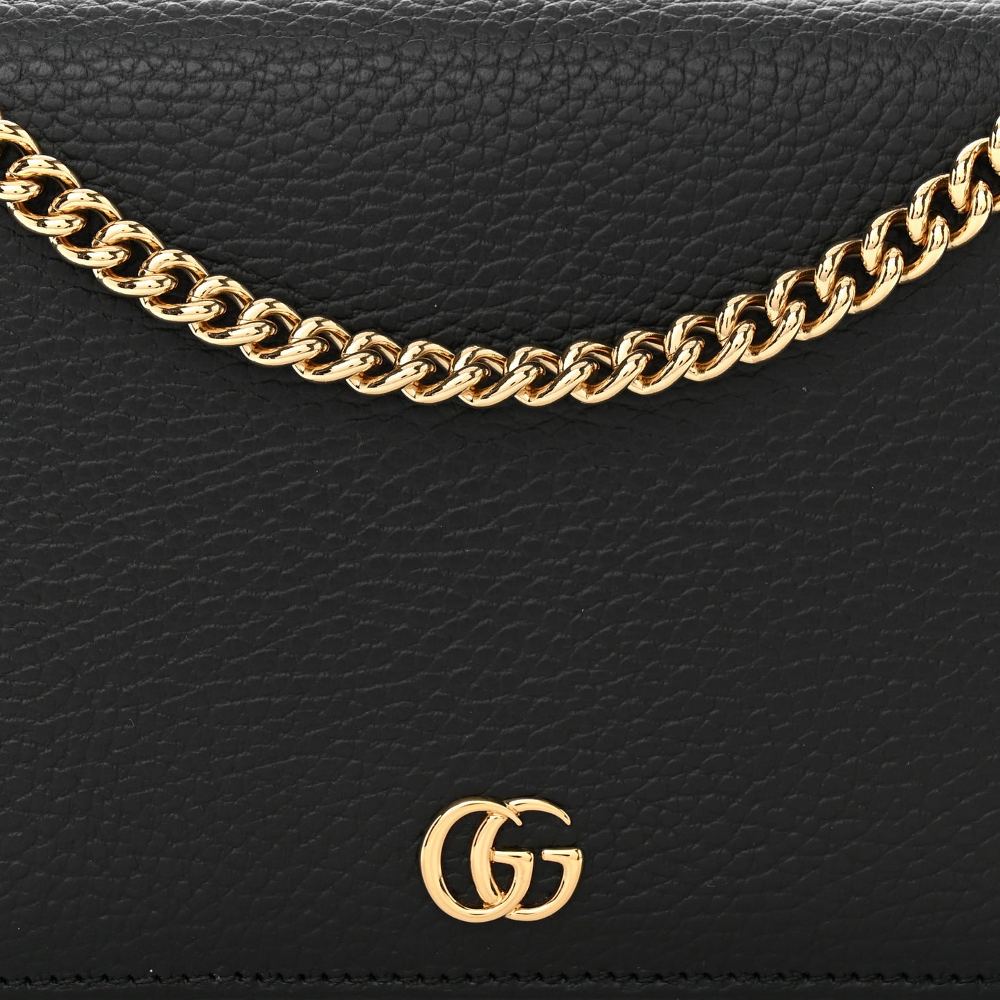 Calfskin Mini GG Marmont Chain Wallet Black