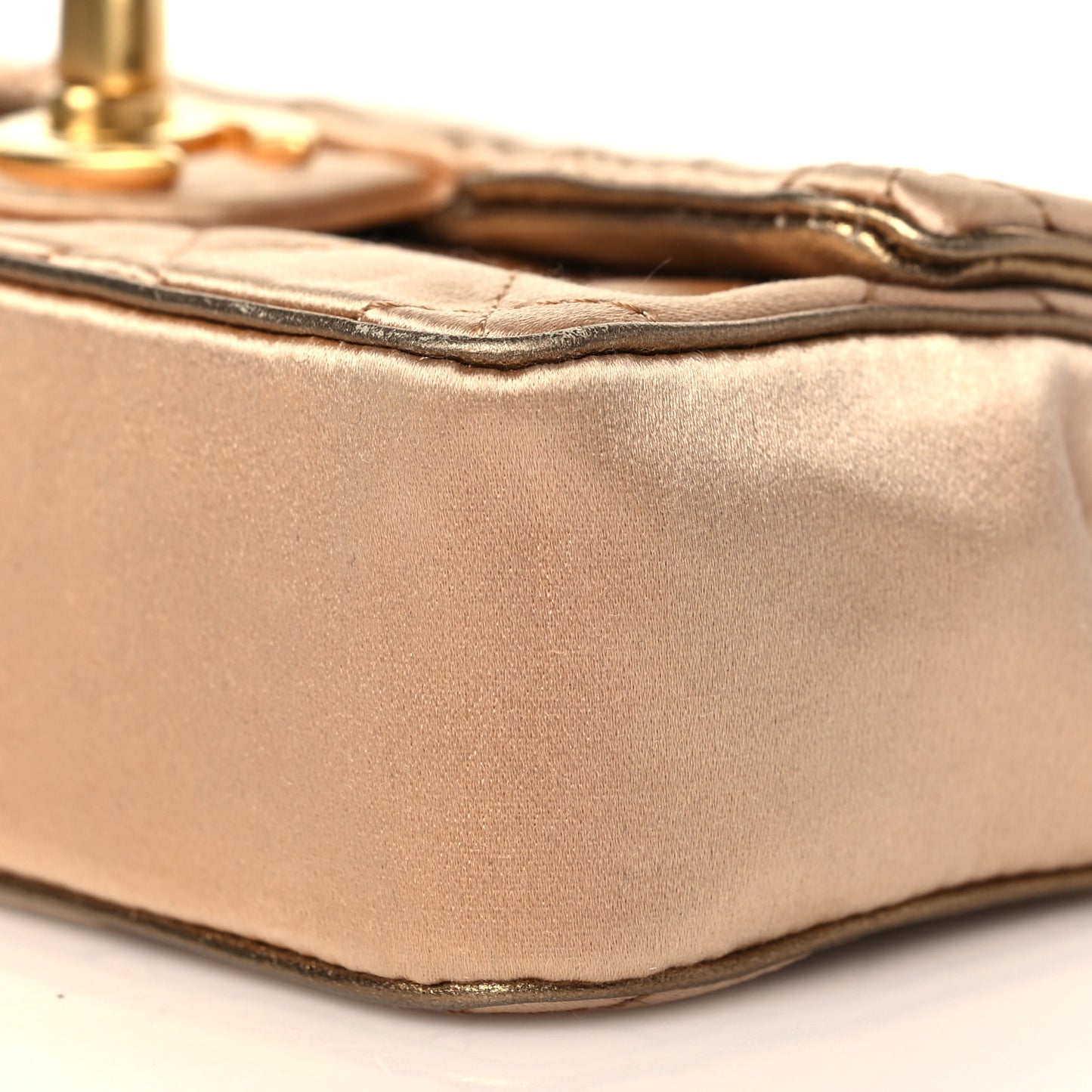 Satin Quilted Extra Mini Rectangular Flap Gold