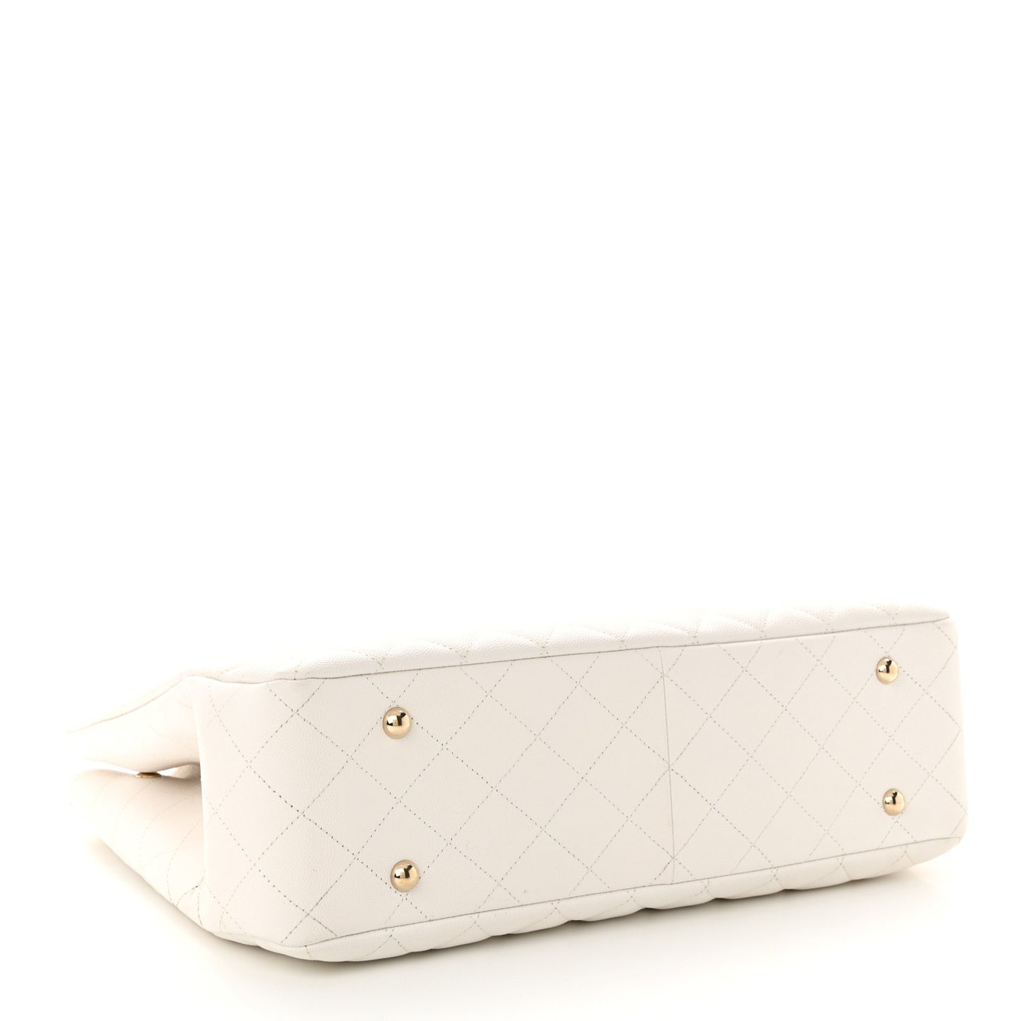 Caviar Quilted Large Classic Shopping Tote White
