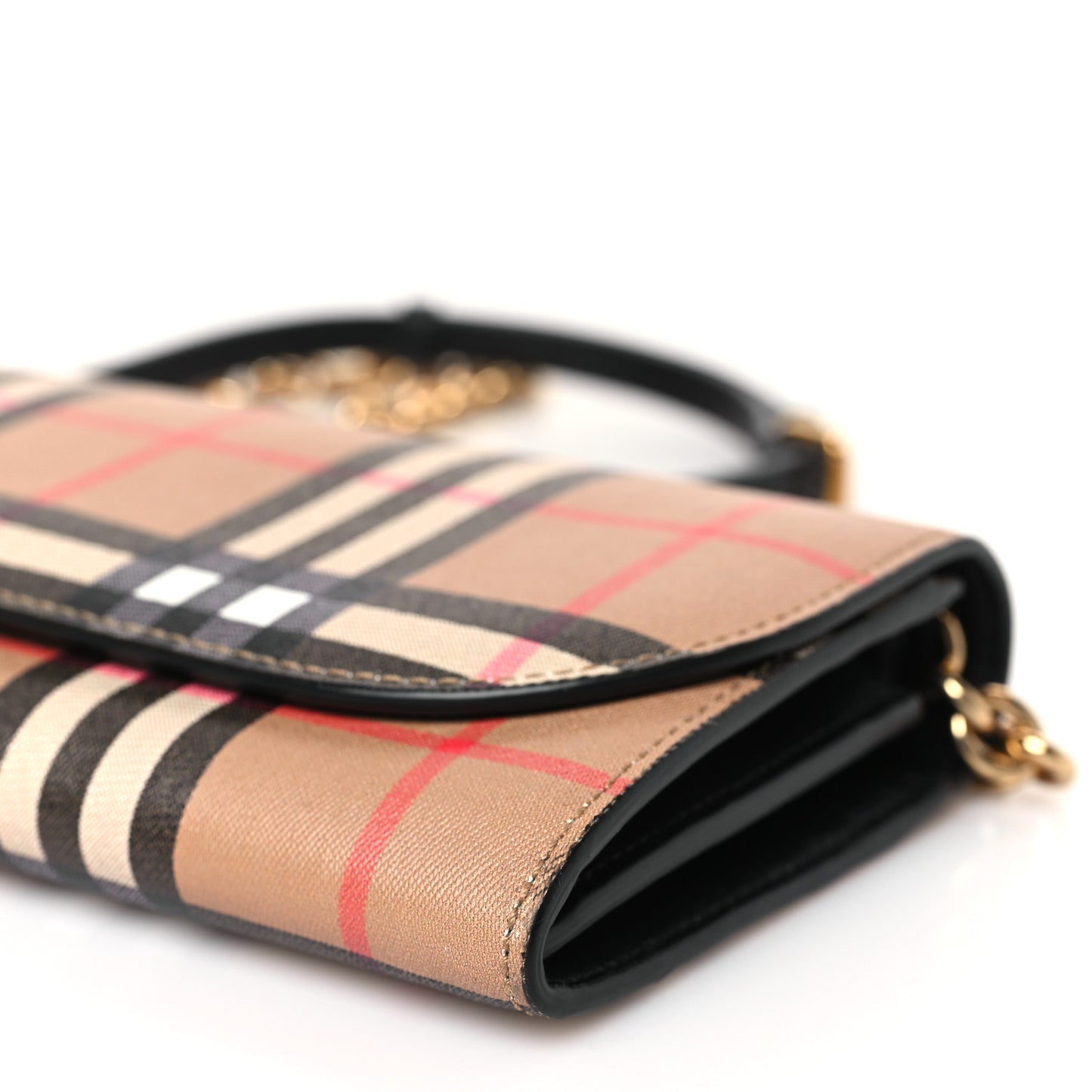 Vintage Check Henley Wallet On Chain Black