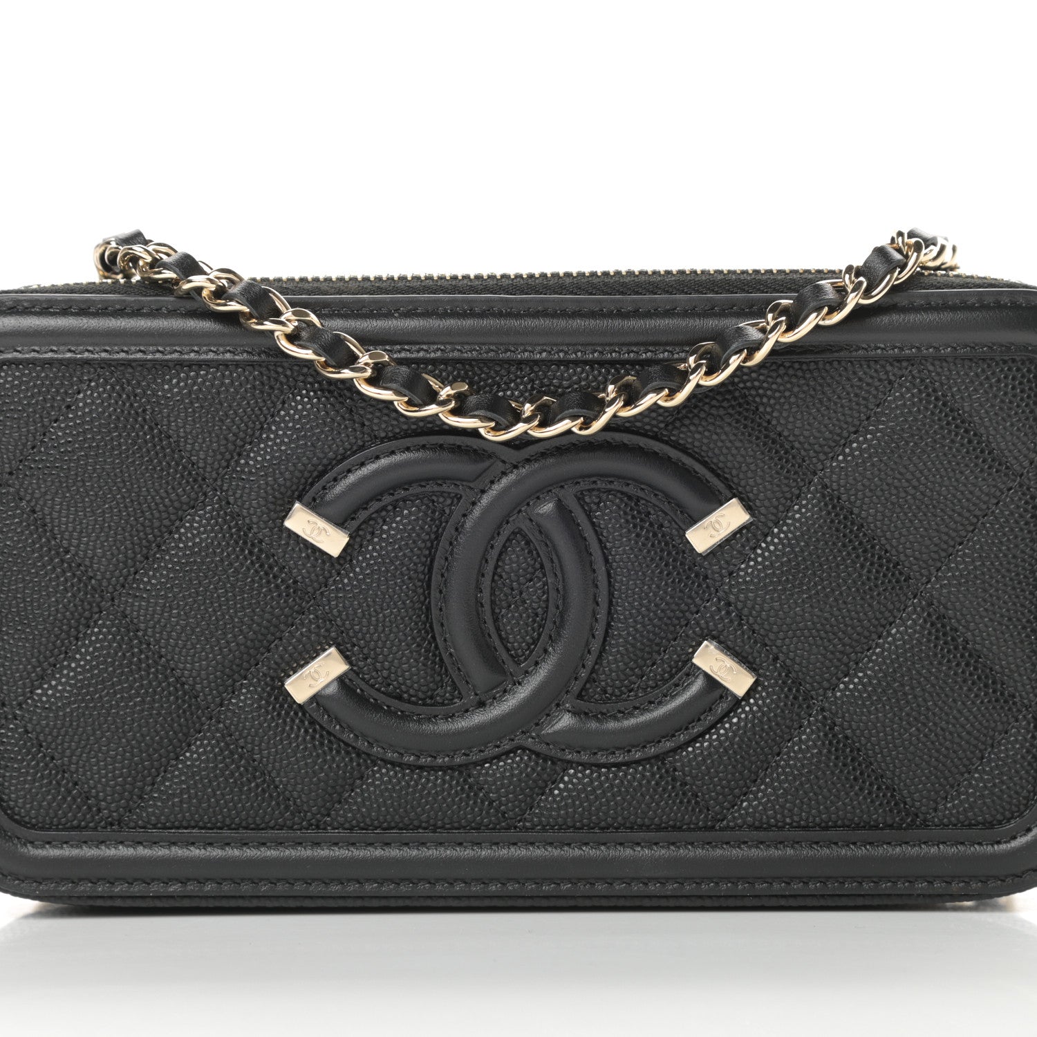 Chanel Caviar Quilted CC Filigree Clutch With Chain Black 11 of 13