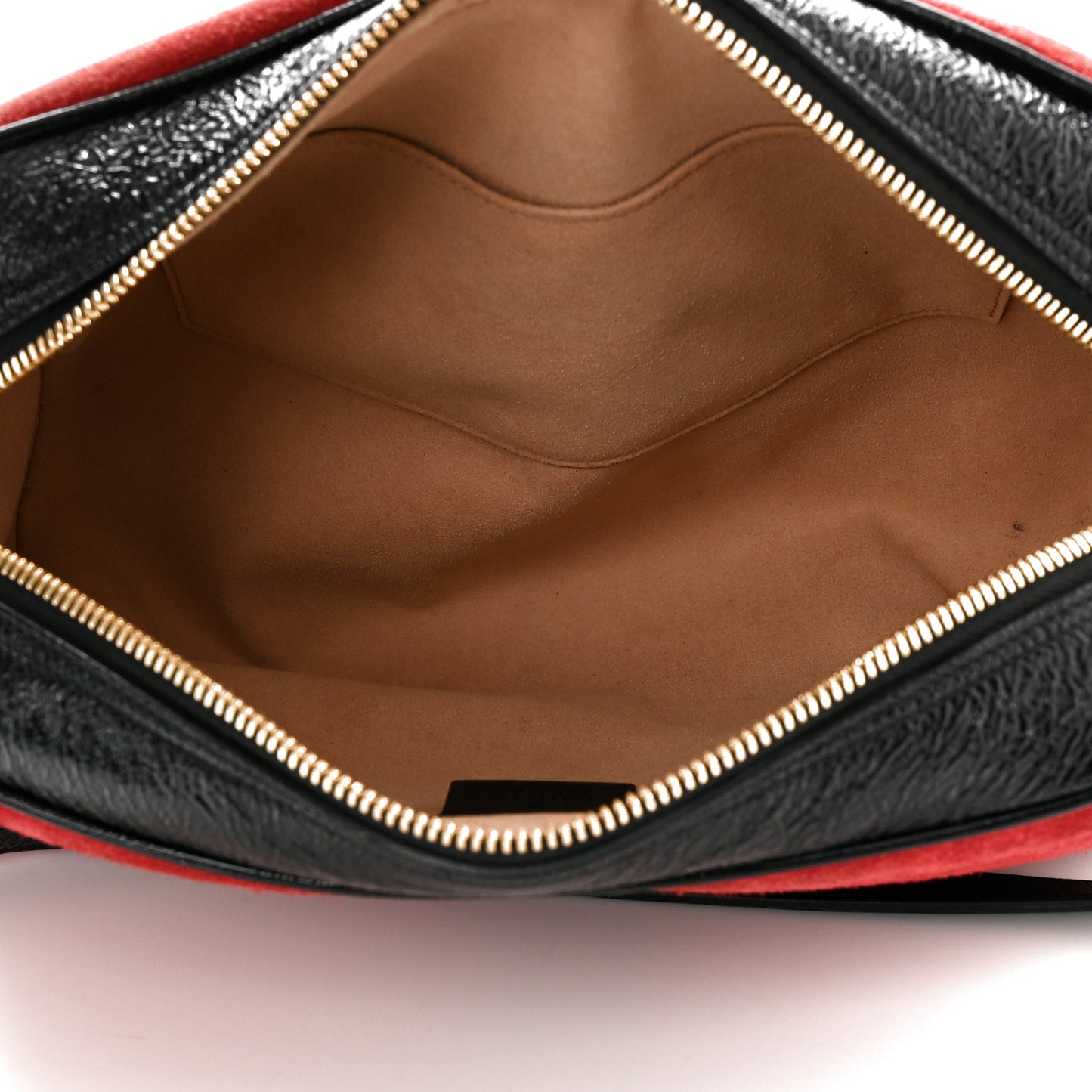 Suede Patent Web Small Ophidia Shoulder Bag Hibiscus Red Black
