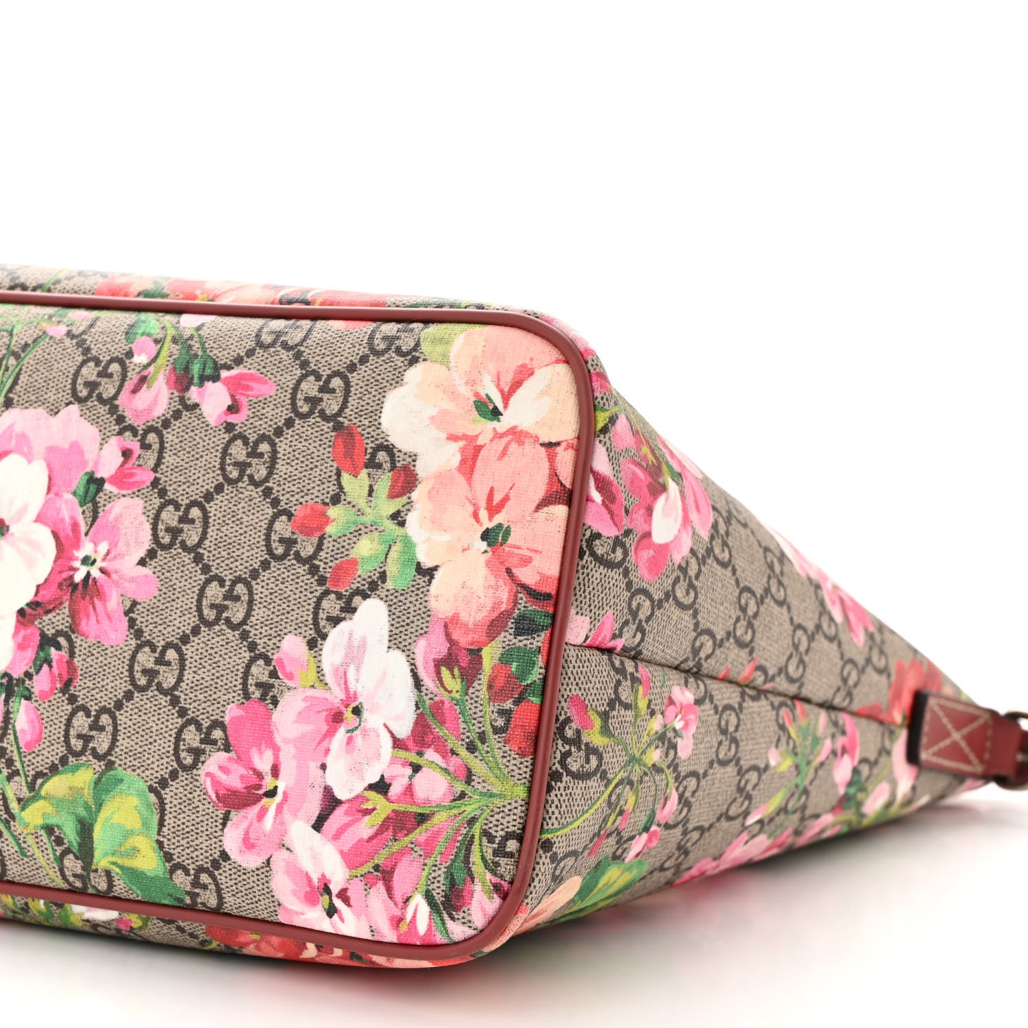Gucci GG Supreme Monogram Blooms Medium Zippered Tote Beige Multicolor Dry Rose 9 of 9