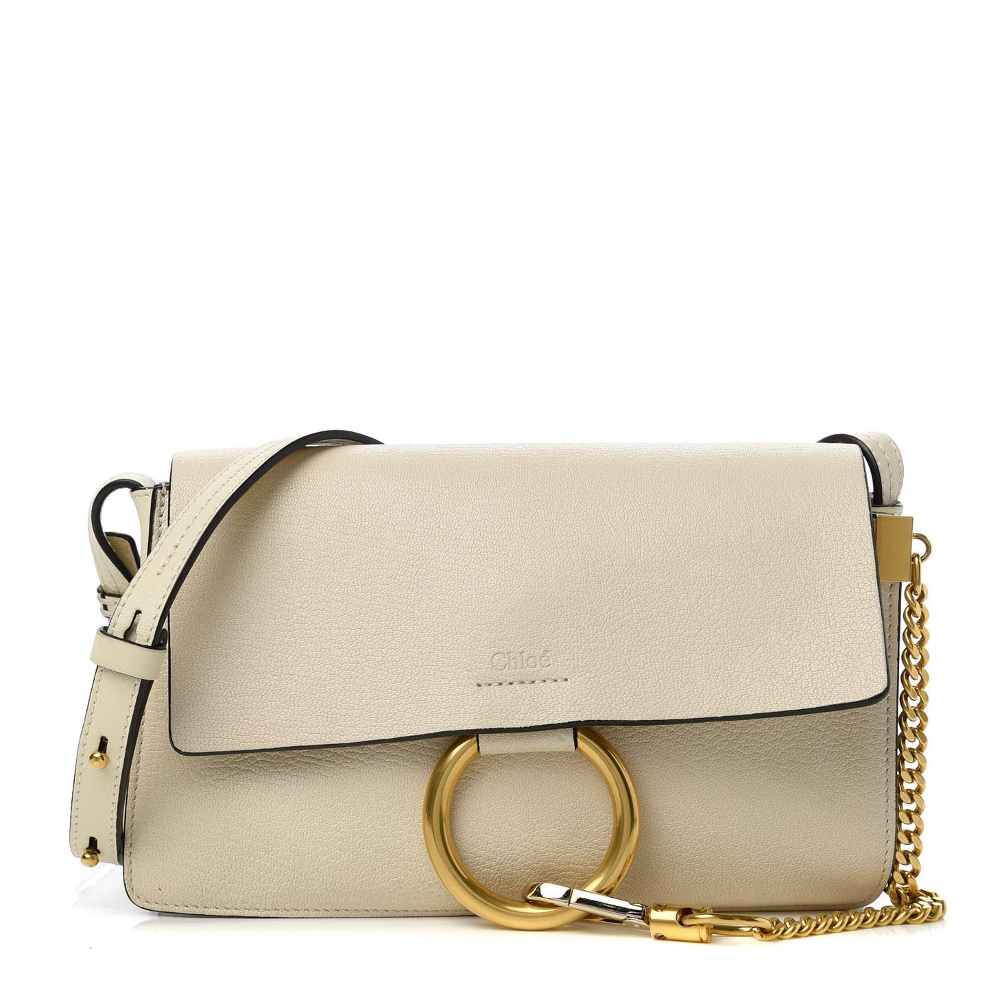 Goatskin Small Faye Shoulder Bag Off White