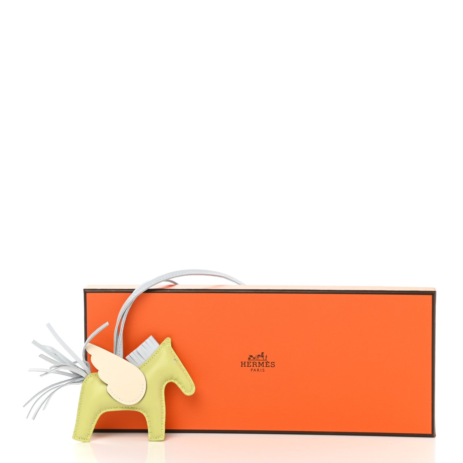 Hermes Milo Lambskin Grigri Rodeo Pegase Horse Bag Charm PM Jaune Bourgeon Bleu Brume Nata 5 of 5