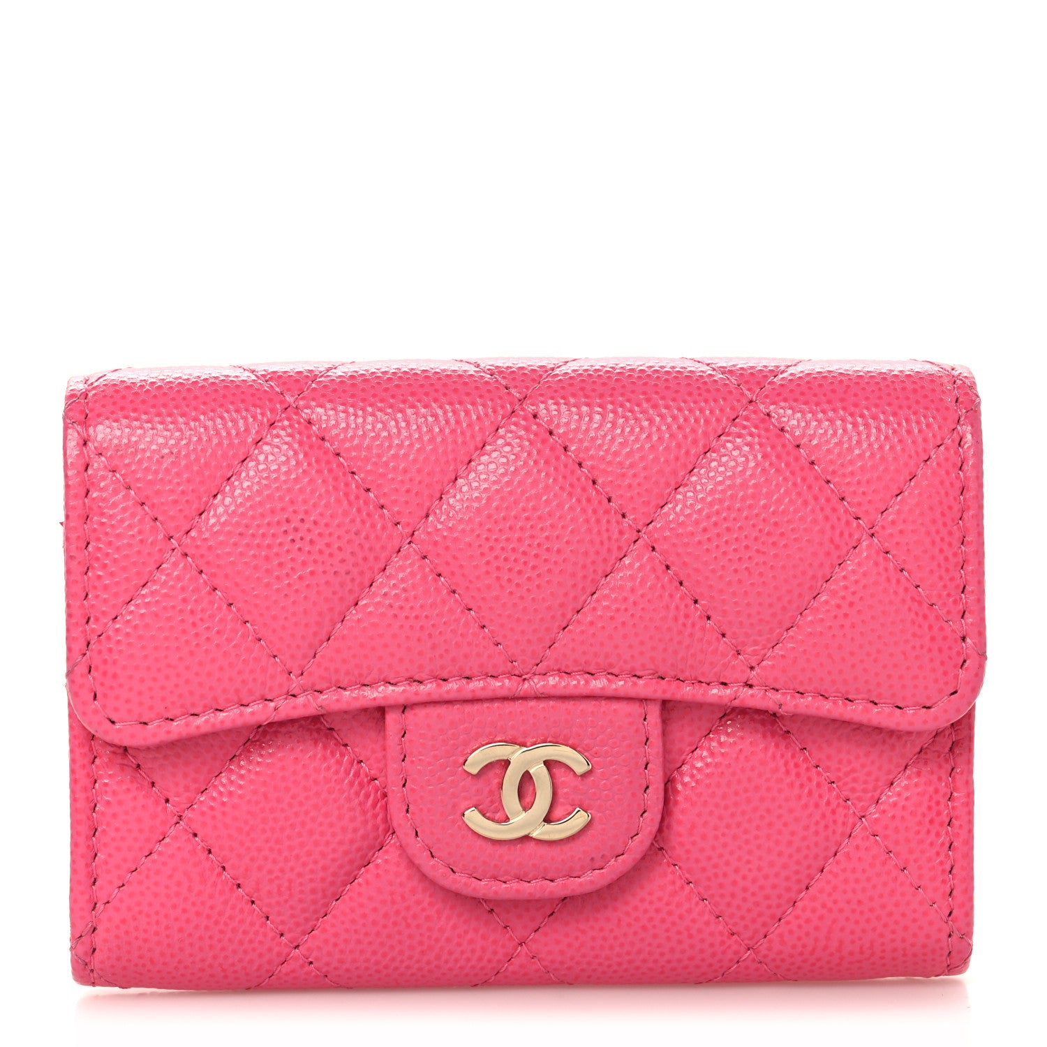 財布 CHANEL flapwallet pink Long flap wallet - Grained shiny calfskin & gold-tone metal, light