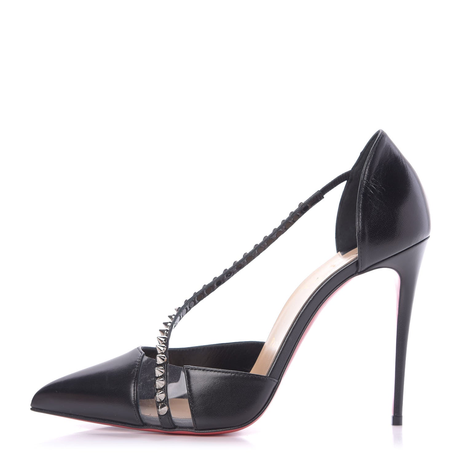 Christian Louboutin 39.5 ビニールパンプス Christian Louboutin Kid PVC Spike Cross 100 Pumps 39.5 Black