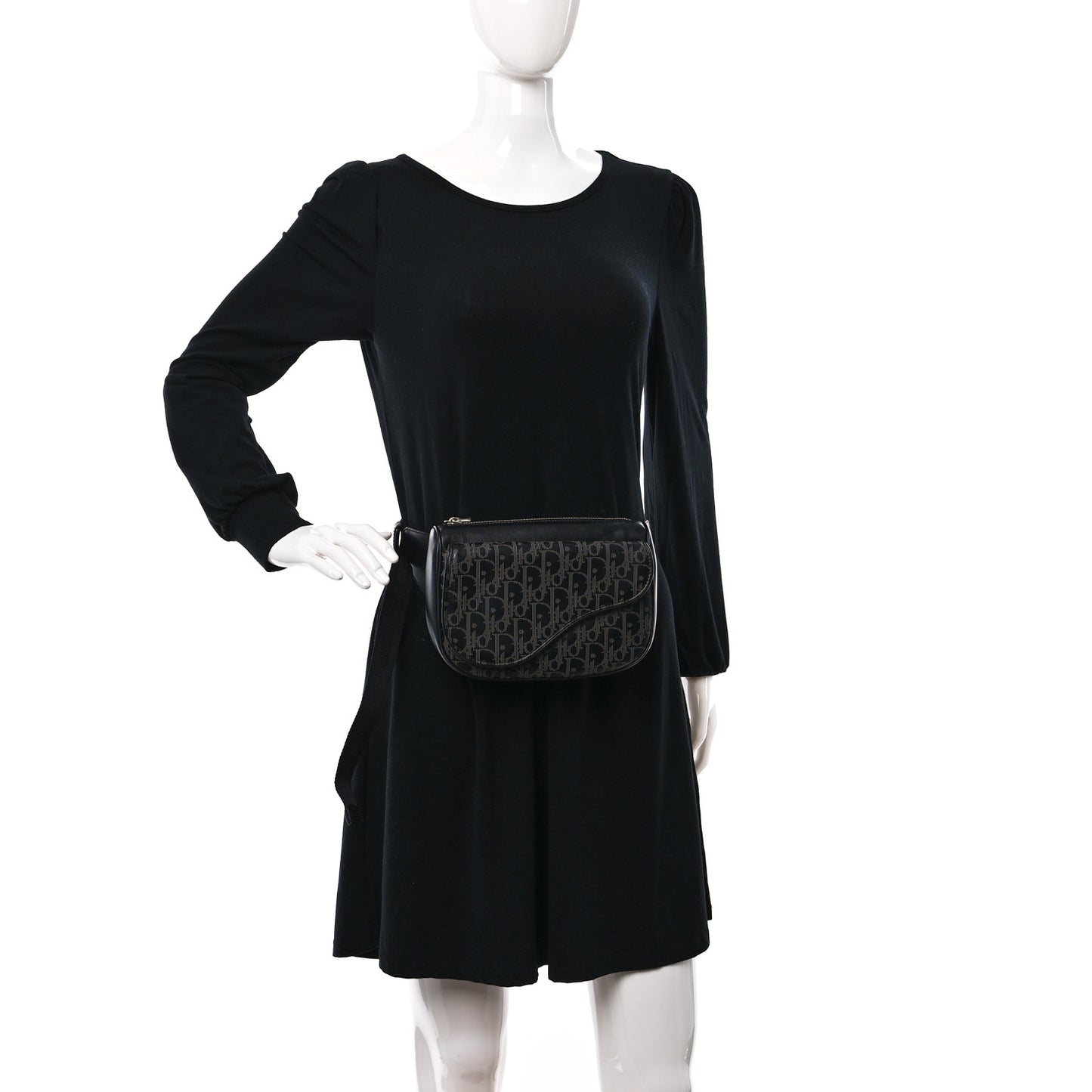 Galaxy Calfskin Oblique World Tour Saddle Belt Bag Black