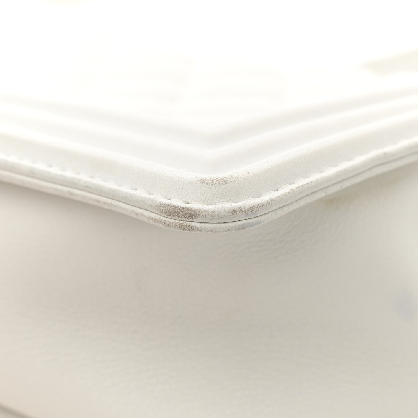 Lambskin Quilted Small Boy Flap White
