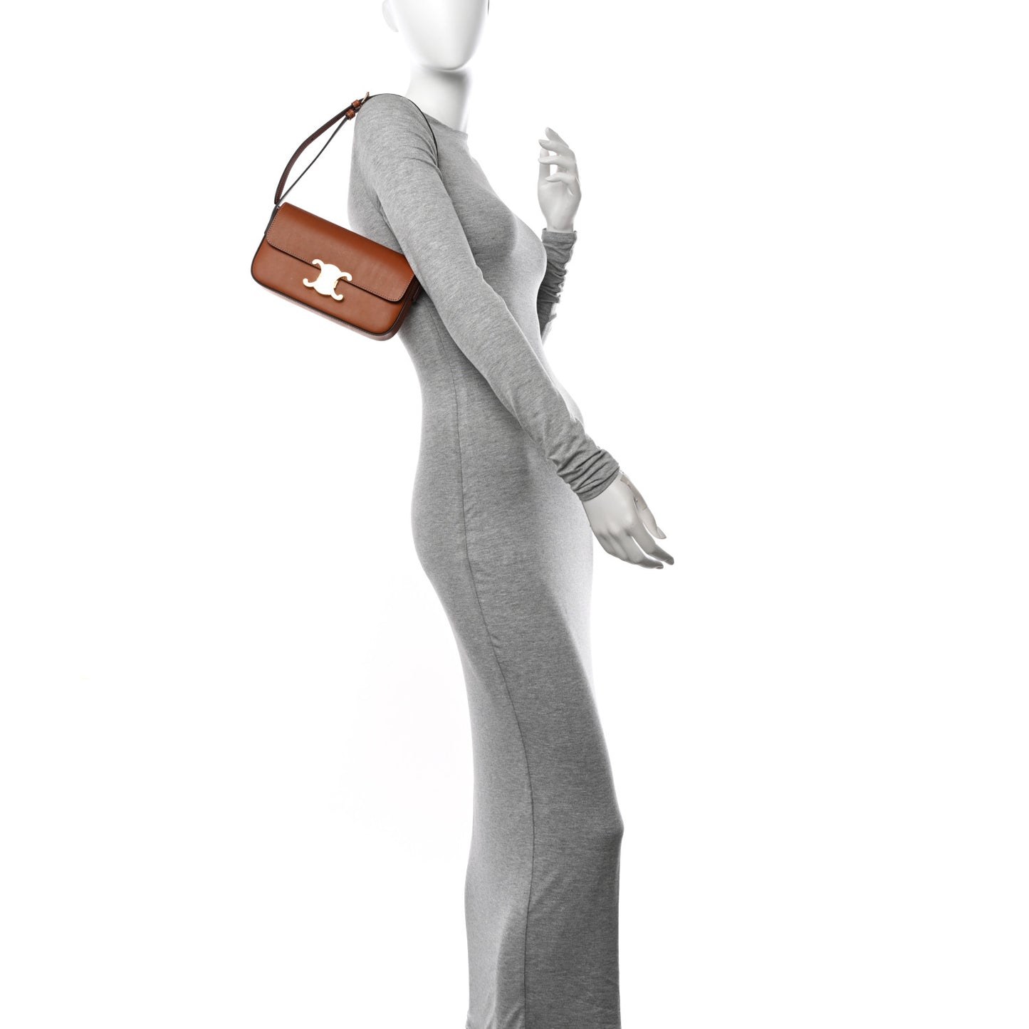Shiny Calfskin Triomphe Shoulder Bag Tan