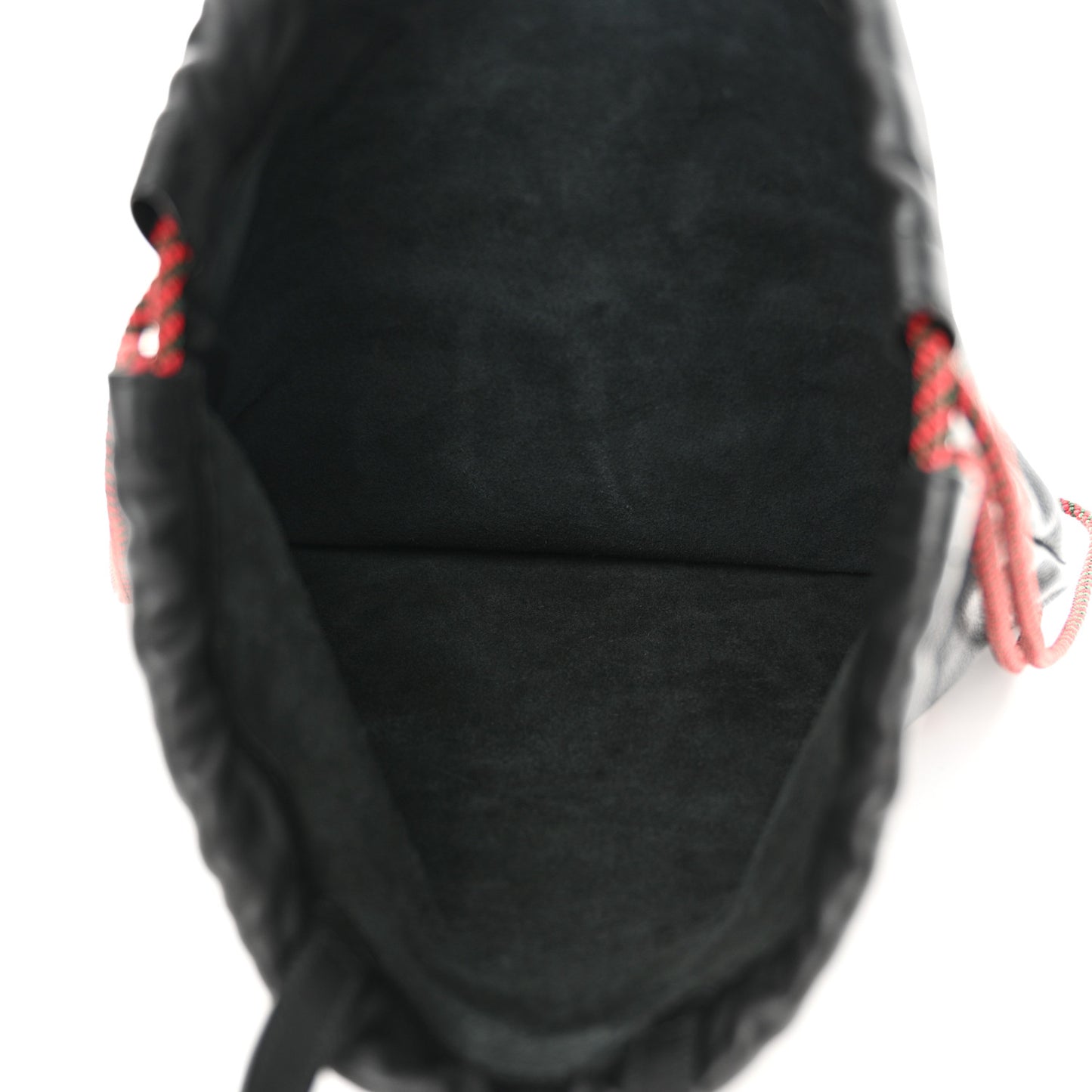 Calfskin Logo Drawstring Backpack Black