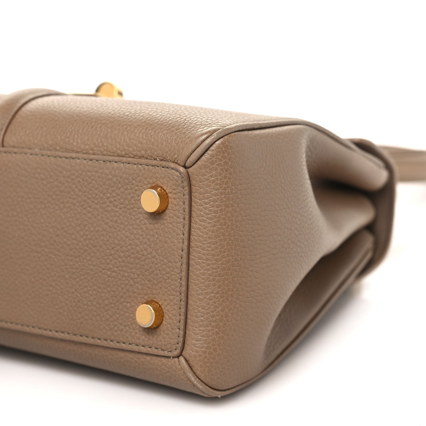 Grained Calfskin Small 16 Top Handle Bag Beige