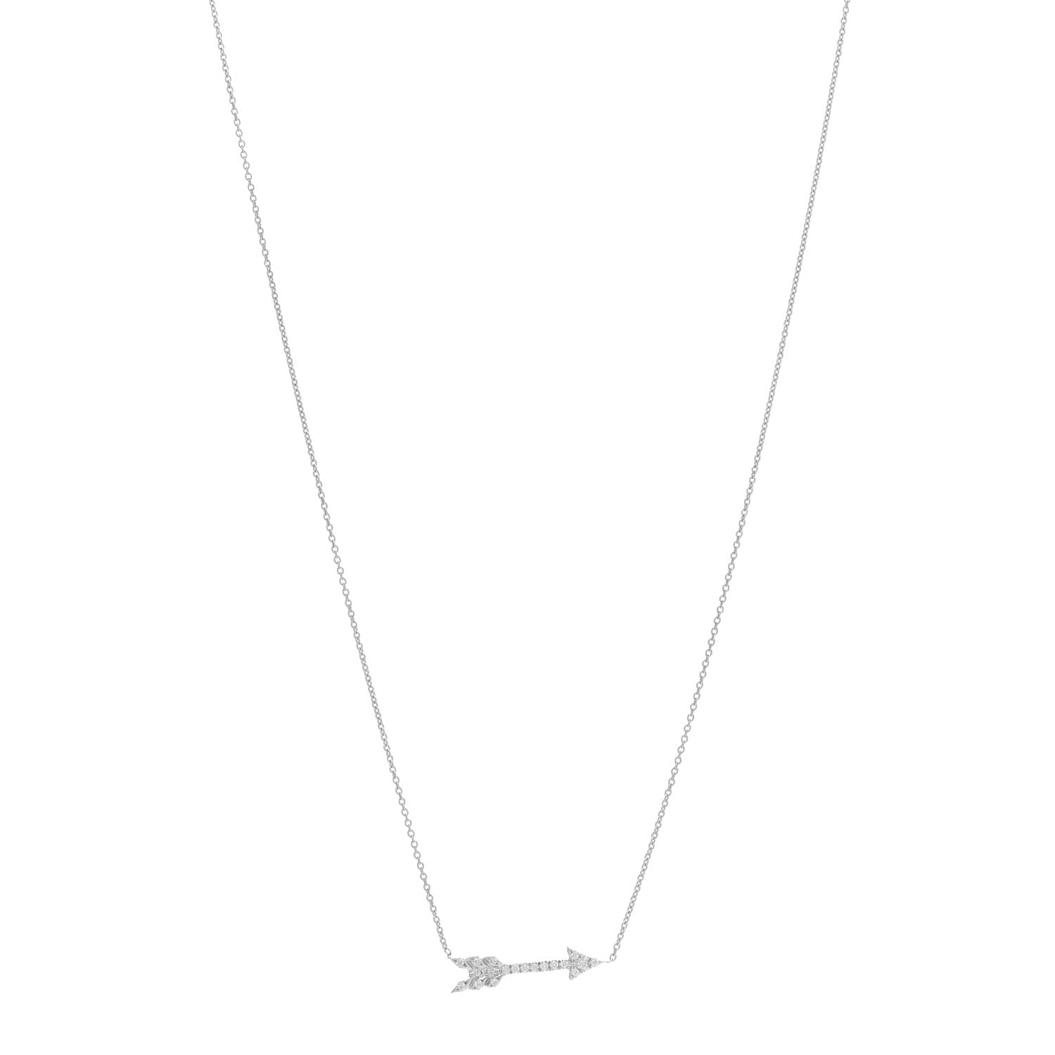 Roberto Coin 18K White Gold Diamond Tiny Treasures Arrow Pendant Necklace 1 of 4