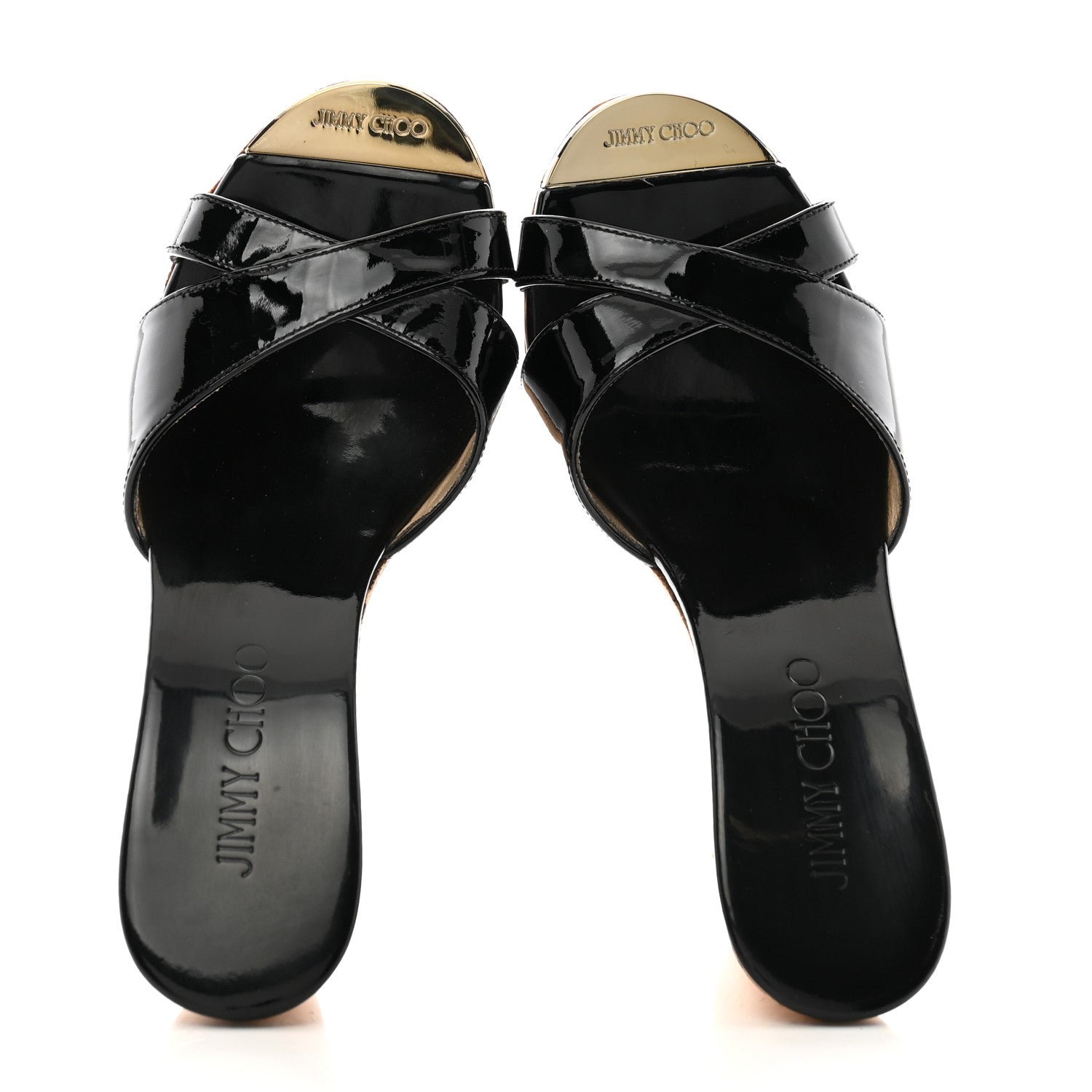 Jimmy Choo Patent Calfskin Perfume Cork Wedge Sandals 35.5 Black 2 of 8