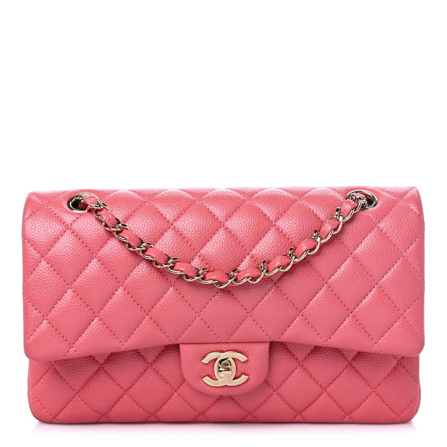 Chanel Metallic Caviar Quilted Medium Double Flap Pink 1 of 10