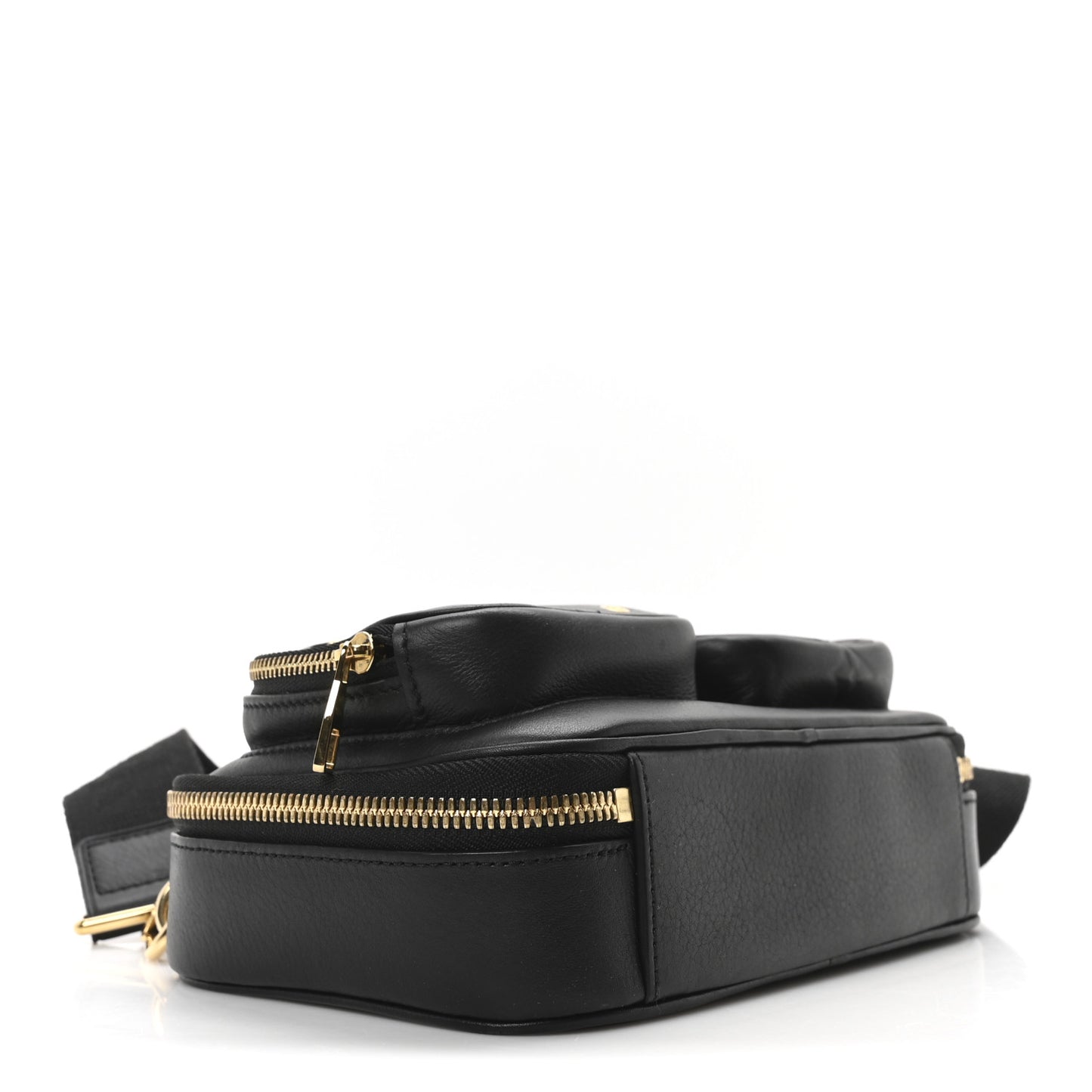 Calfskin Monogram Embossed Utility Crossbody Black