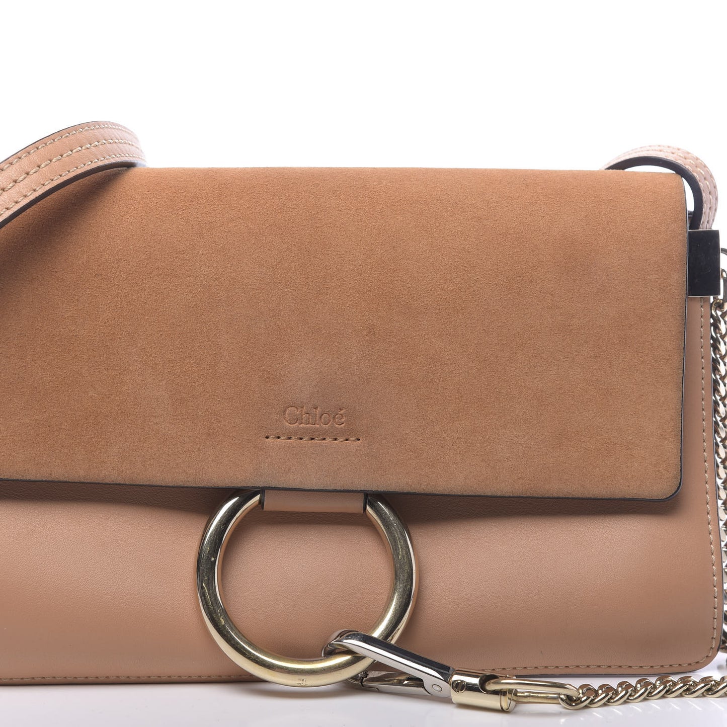 Suede Calfskin Small Faye Shoulder Bag Blushy Pink