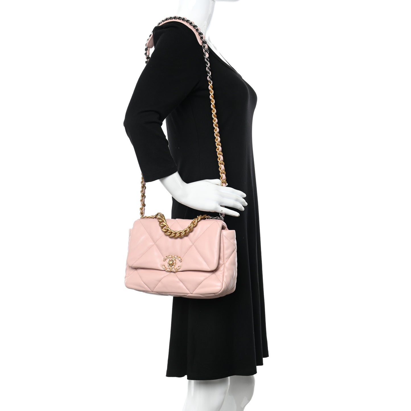 Lambskin Quilted Medium Chanel 19 Flap Light Pink