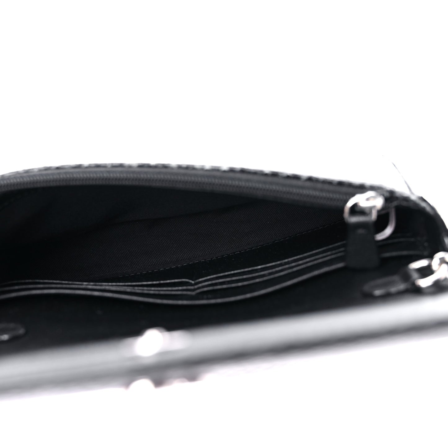 Elaphe Snakeskin Printed Wallet on Chain Anthracite